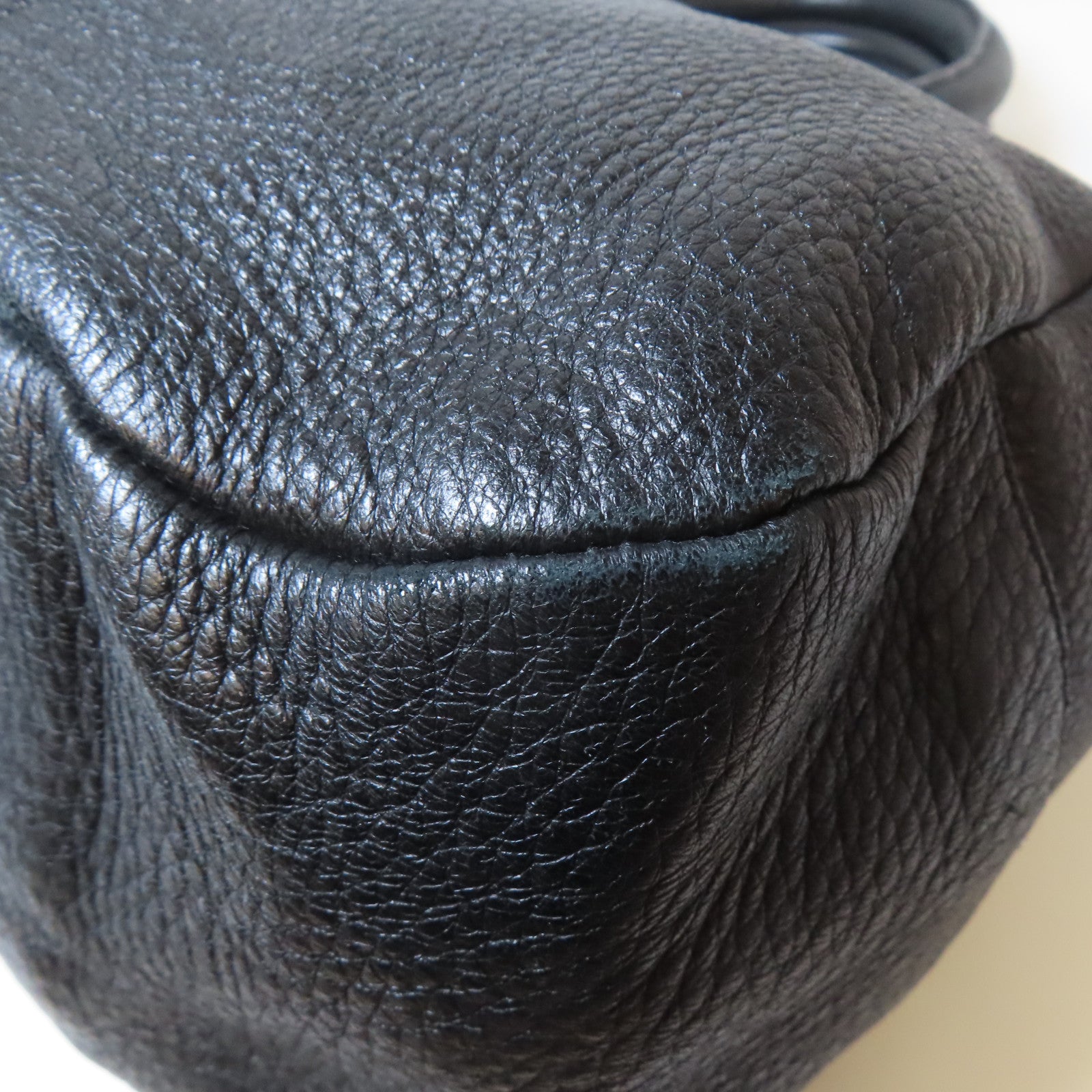 PRADA 【激減優惠】鹿皮皮革Handbag金扣手挽袋黑色