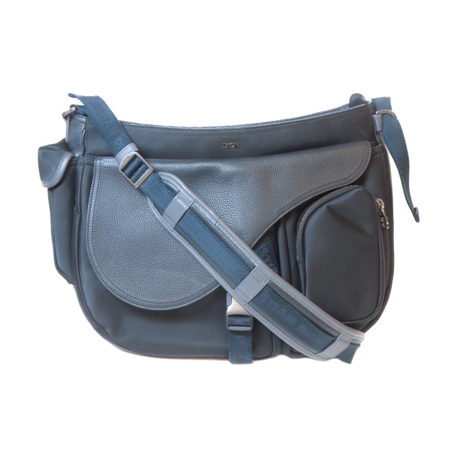 Dior 【激減優惠】牛皮皮革/尼龍Shoulder Bag銀扣肩背袋黑色