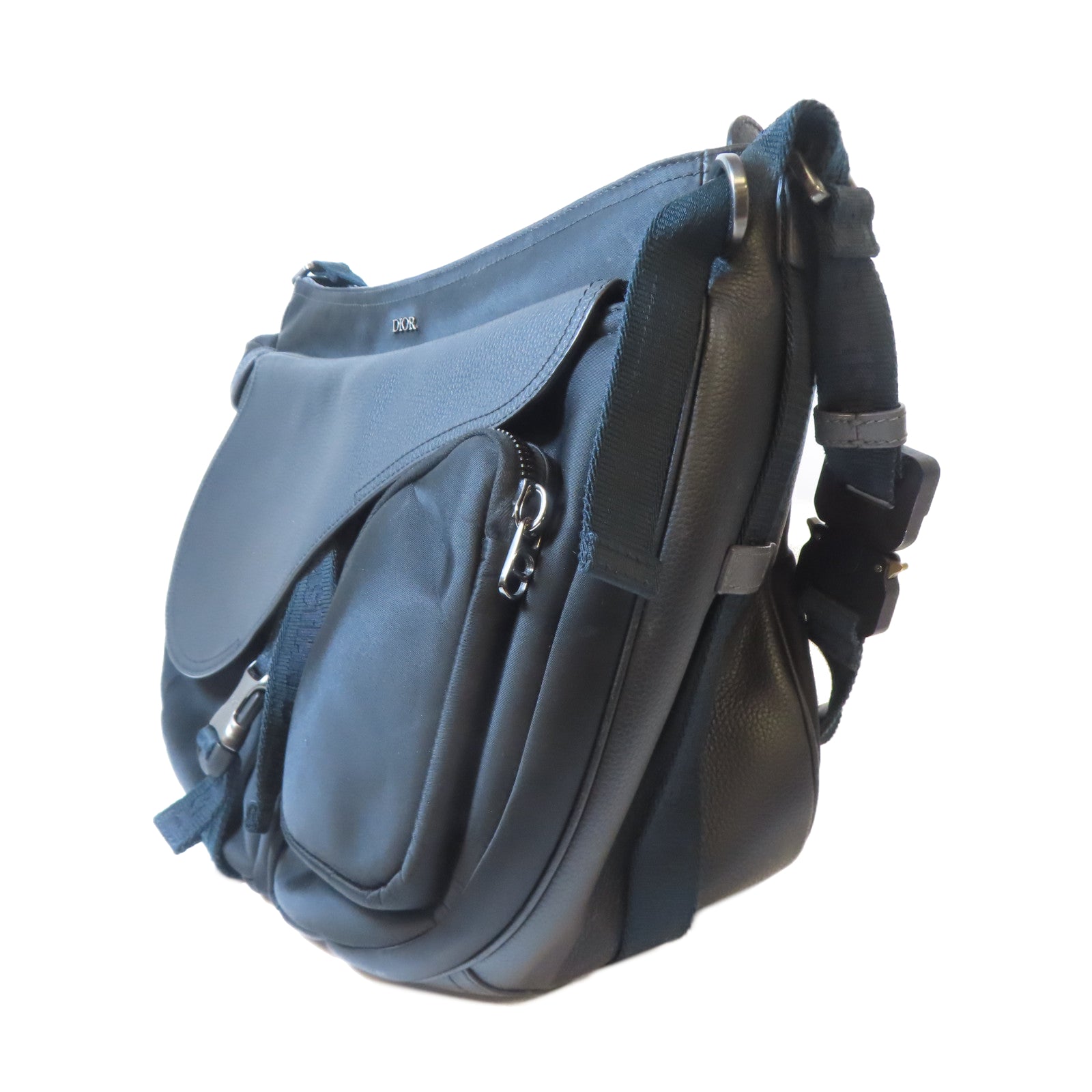Dior 【激減優惠】牛皮皮革/尼龍Shoulder Bag銀扣肩背袋黑色