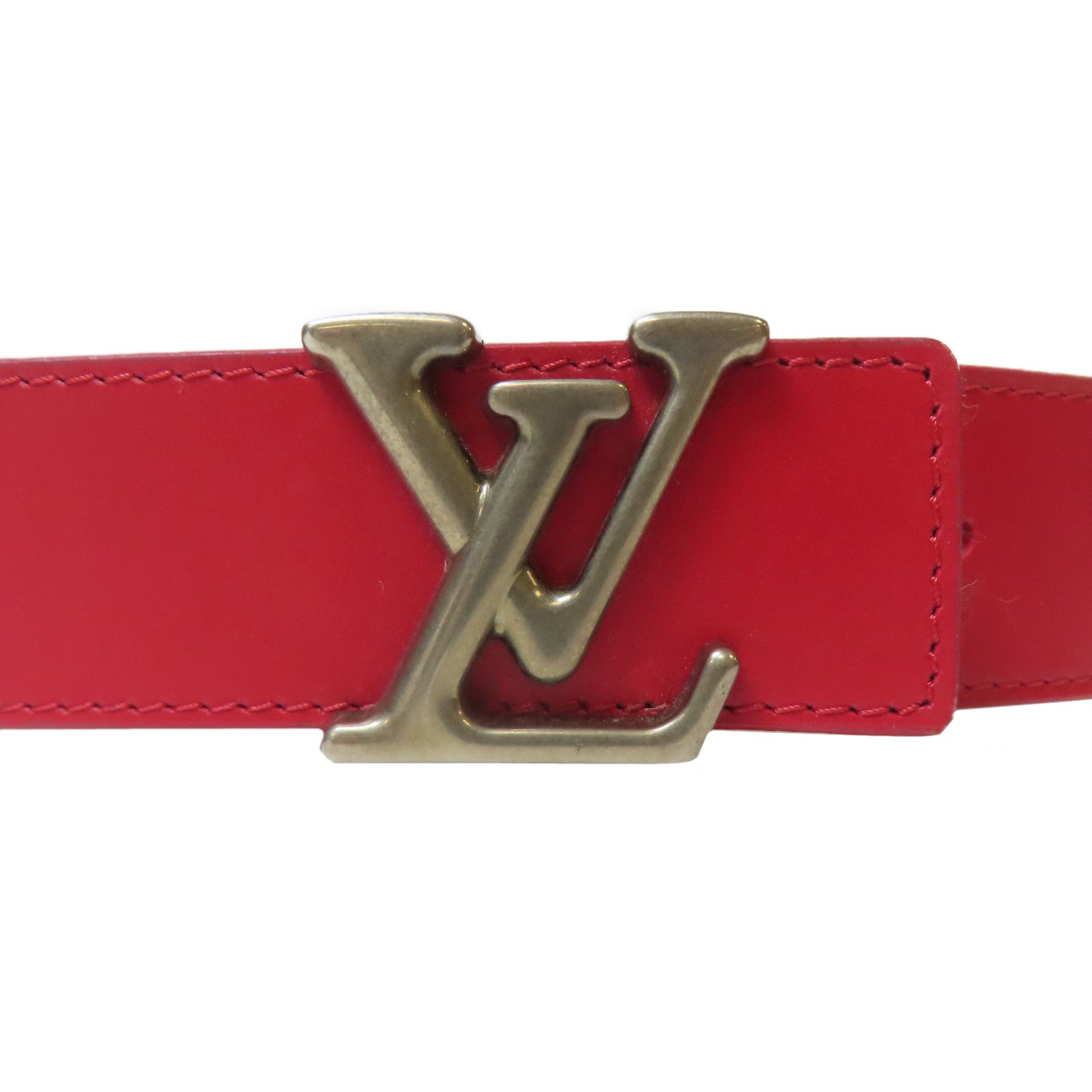 LOUIS VUITTON 【激減優惠】牛皮皮革New Wave 35mm銀扣皮帶紅色