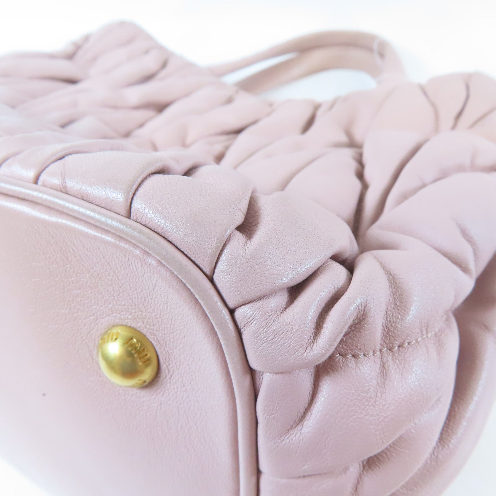 Miu Miu 皮革2 Way Shoulder金扣手挽肩背兩用袋粉紅色