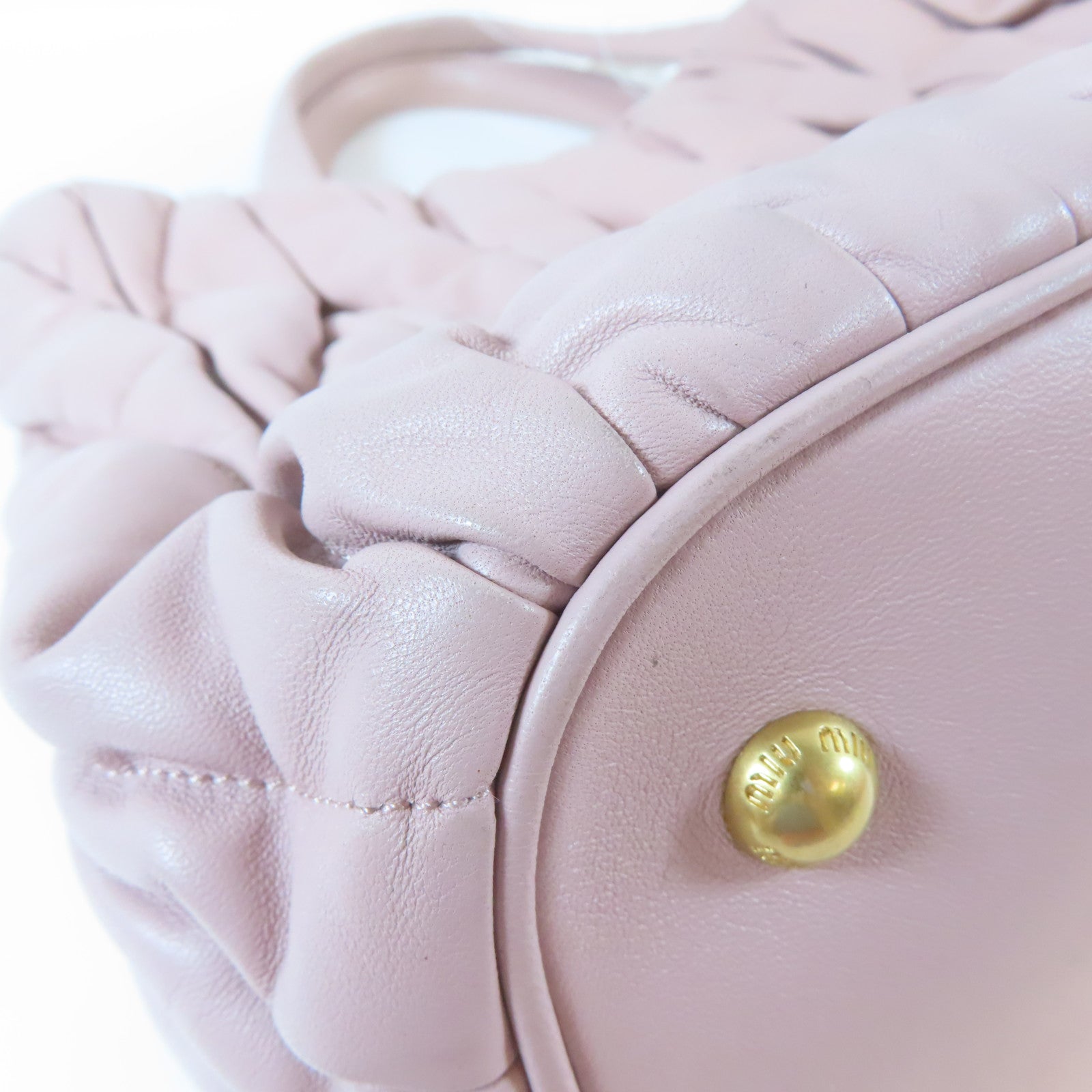 Miu Miu 皮革2 Way Shoulder金扣手挽肩背兩用袋粉紅色