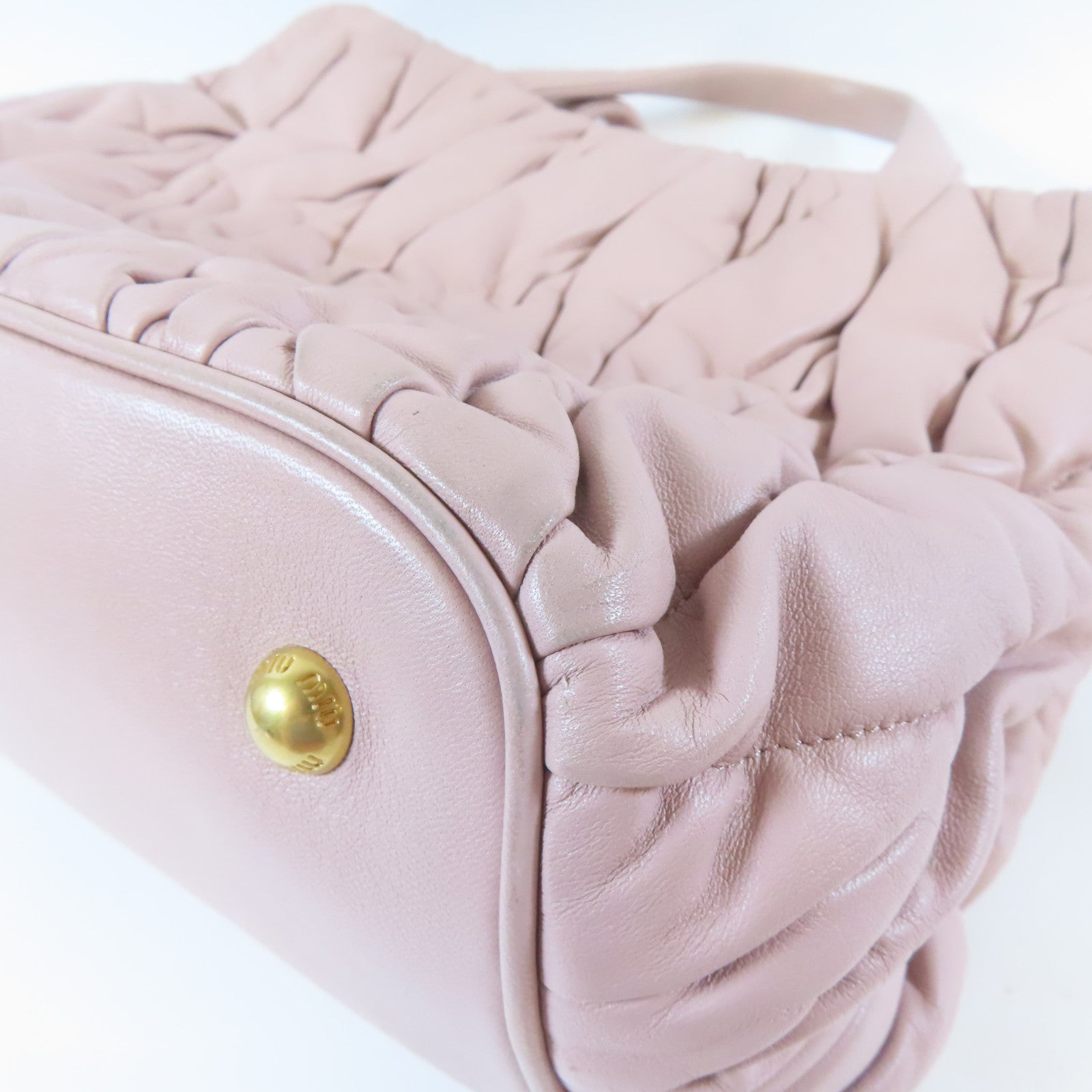 Miu Miu 皮革2 Way Shoulder金扣手挽肩背兩用袋粉紅色