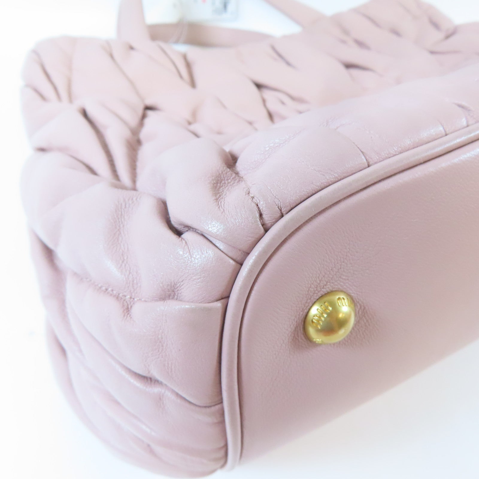 Miu Miu 皮革2 Way Shoulder金扣手挽肩背兩用袋粉紅色