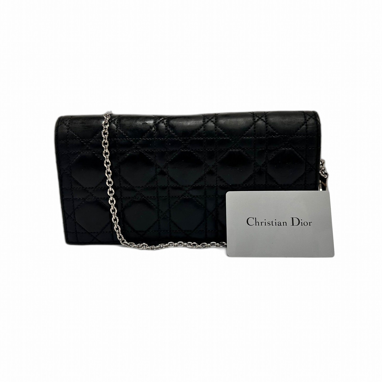 Dior 【限時優惠】皮革Shoulder Bag銀扣鏈帶肩背袋黑色