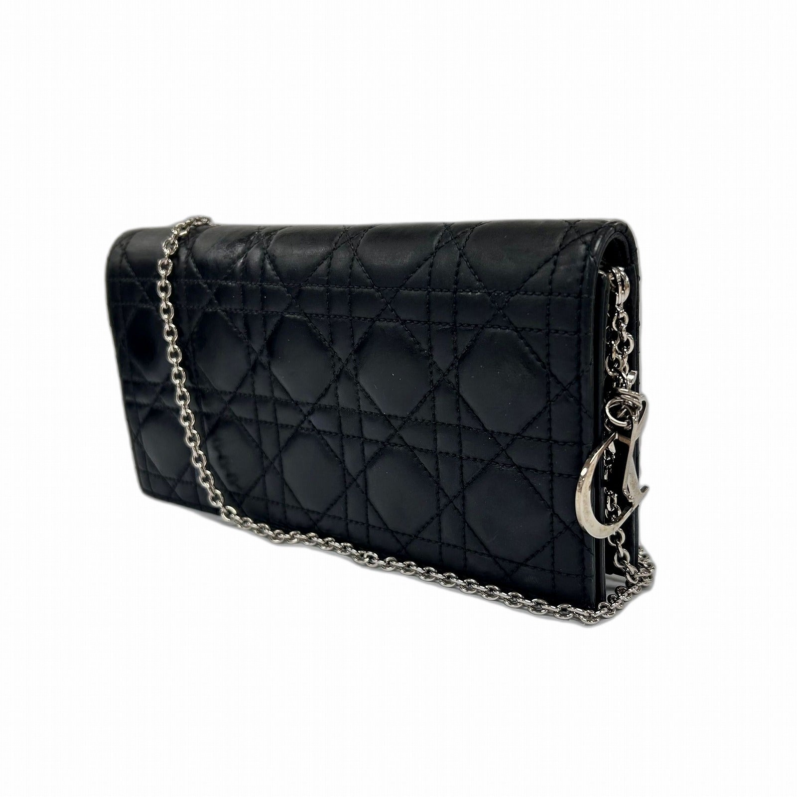 Dior 【限時優惠】皮革Shoulder Bag銀扣鏈帶肩背袋黑色