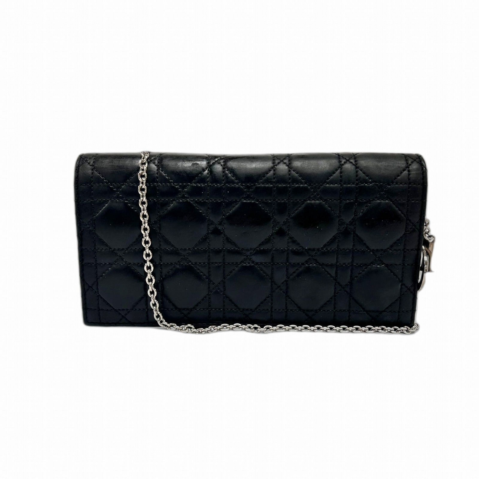 Dior 【限時優惠】皮革Shoulder Bag銀扣鏈帶肩背袋黑色
