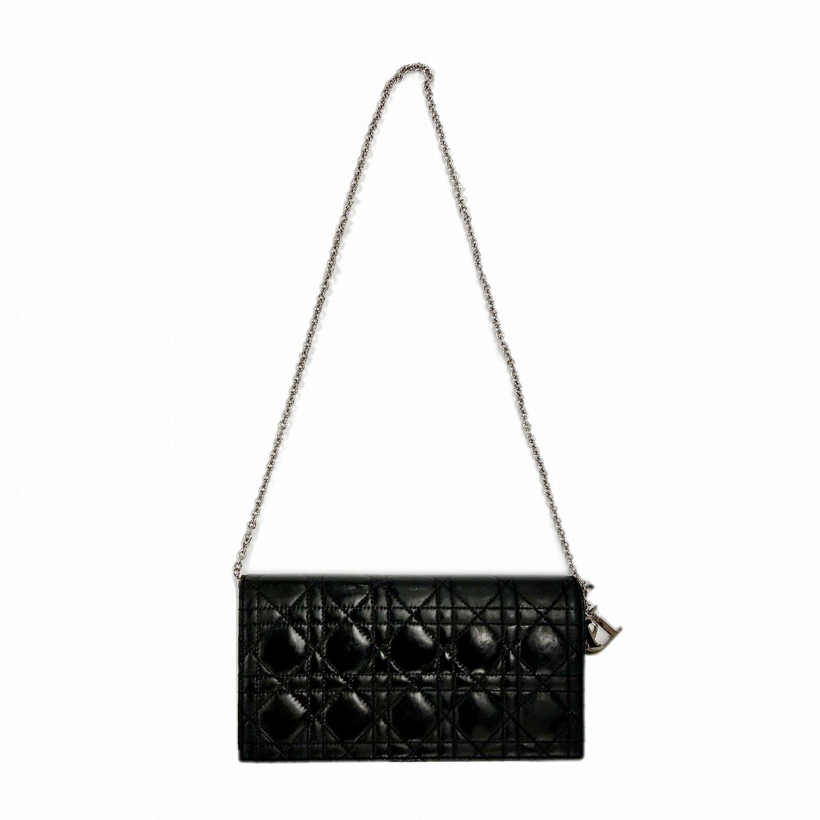 Dior 【限時優惠】皮革Shoulder Bag銀扣鏈帶肩背袋黑色