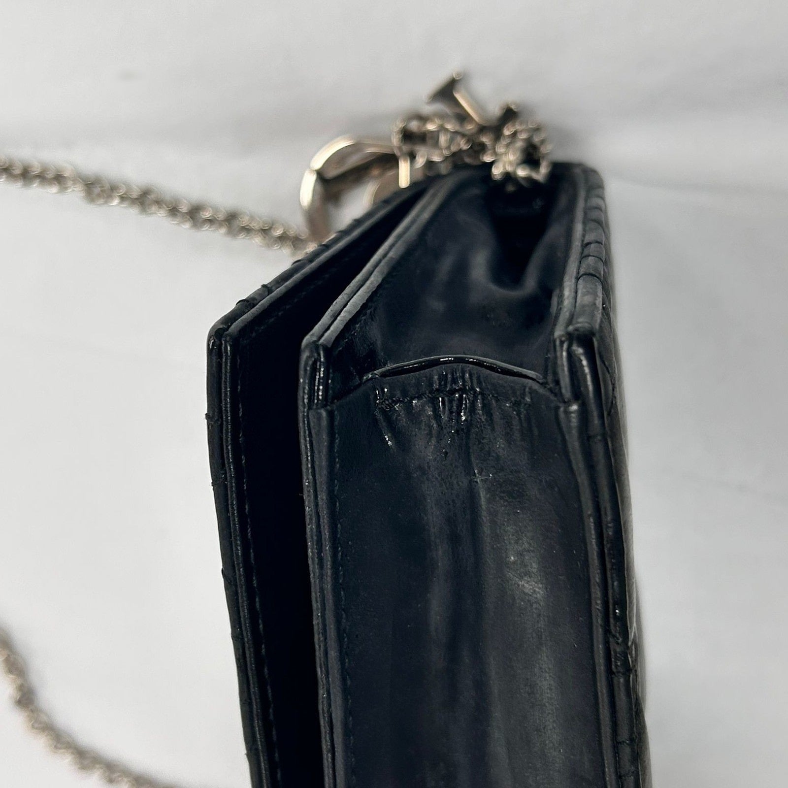 Dior 【限時優惠】皮革Shoulder Bag銀扣鏈帶肩背袋黑色