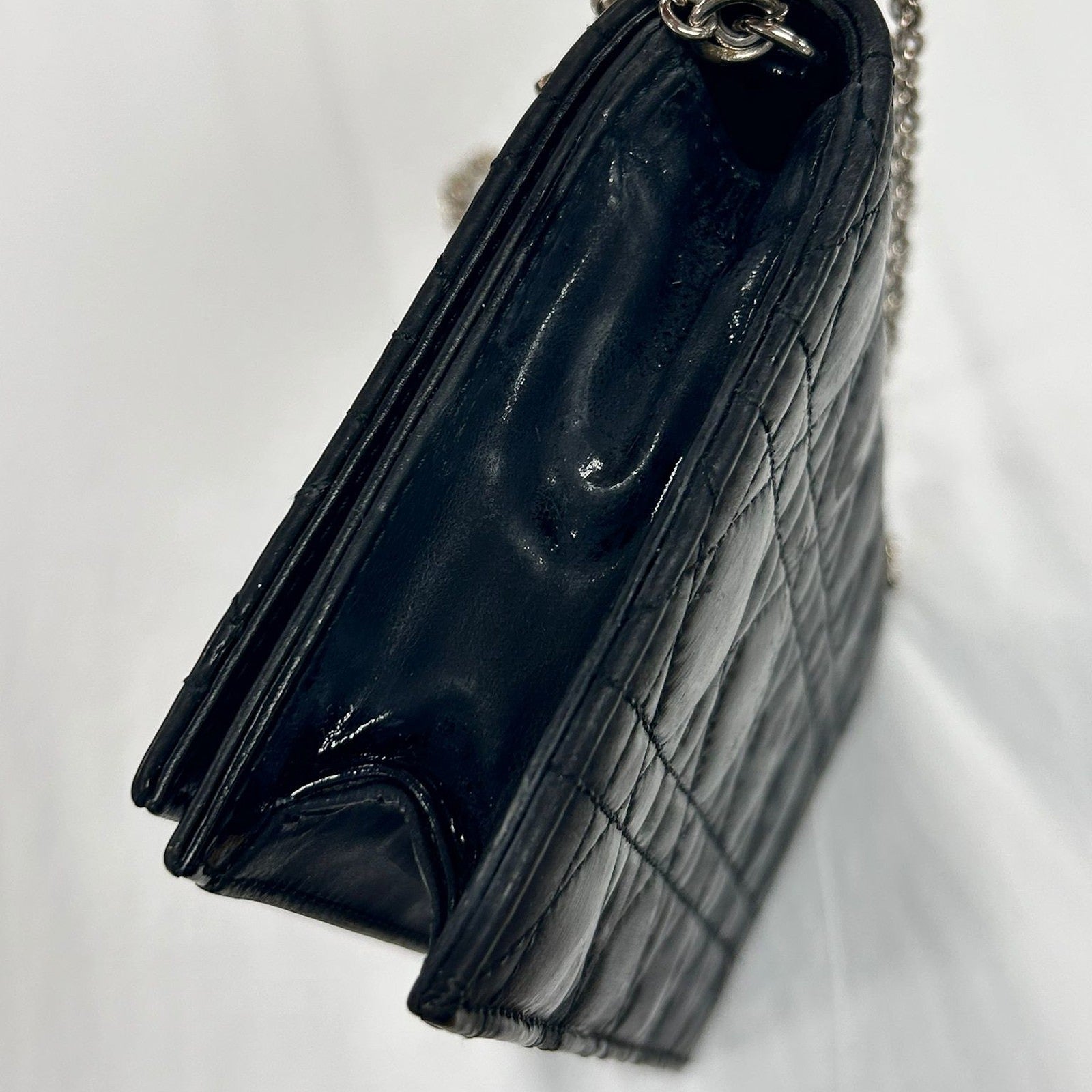 Dior 【限時優惠】皮革Shoulder Bag銀扣鏈帶肩背袋黑色