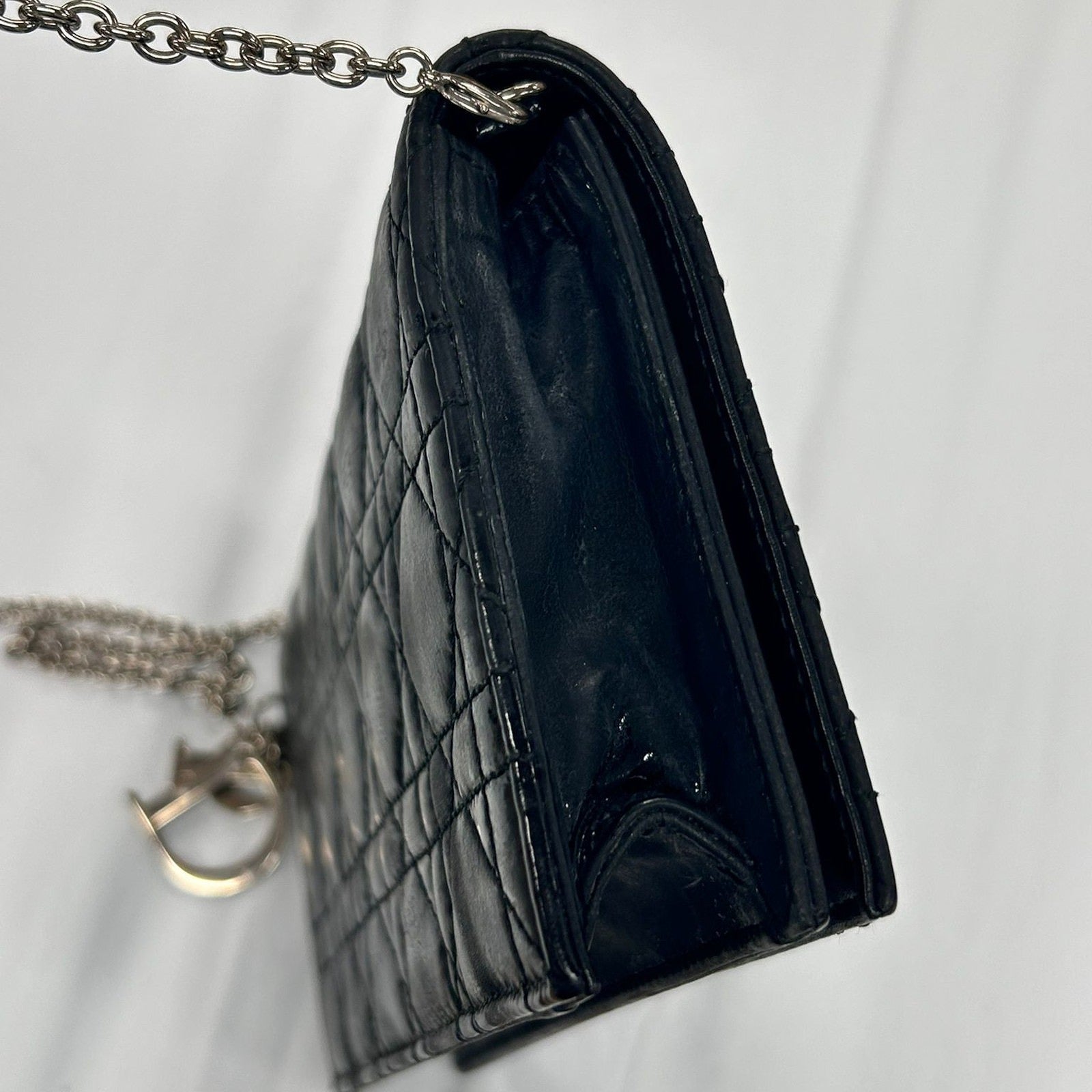 Dior 【限時優惠】皮革Shoulder Bag銀扣鏈帶肩背袋黑色