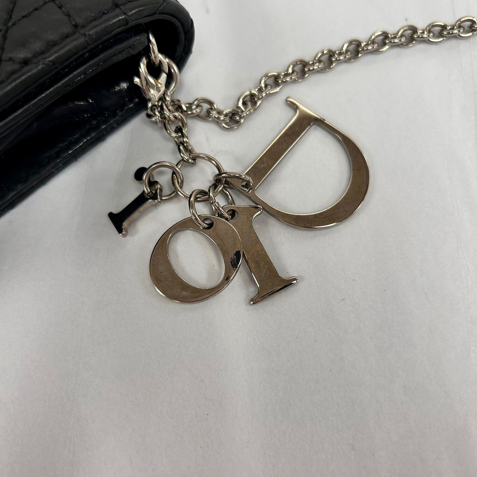 Dior 【限時優惠】皮革Shoulder Bag銀扣鏈帶肩背袋黑色