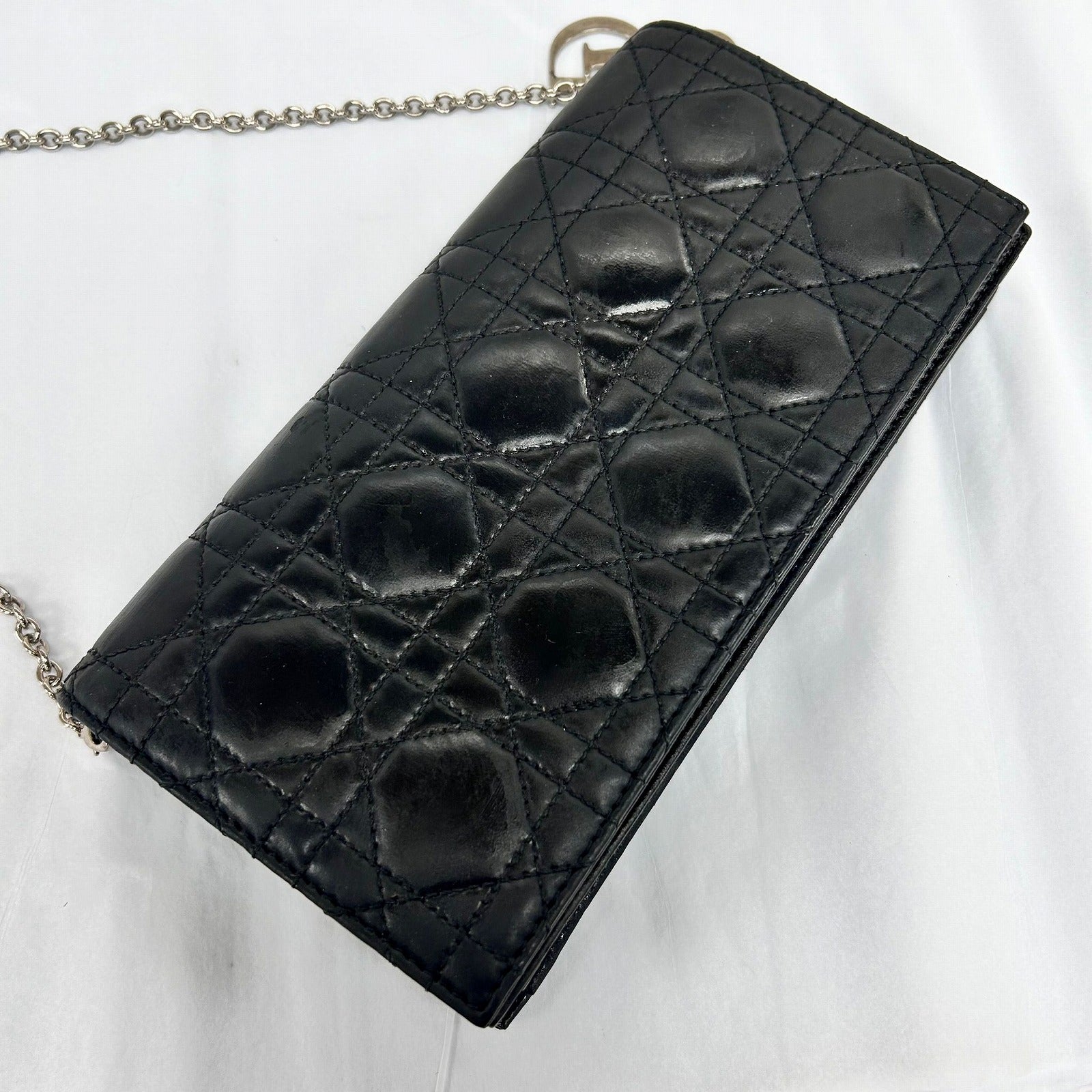 Dior 【限時優惠】皮革Shoulder Bag銀扣鏈帶肩背袋黑色