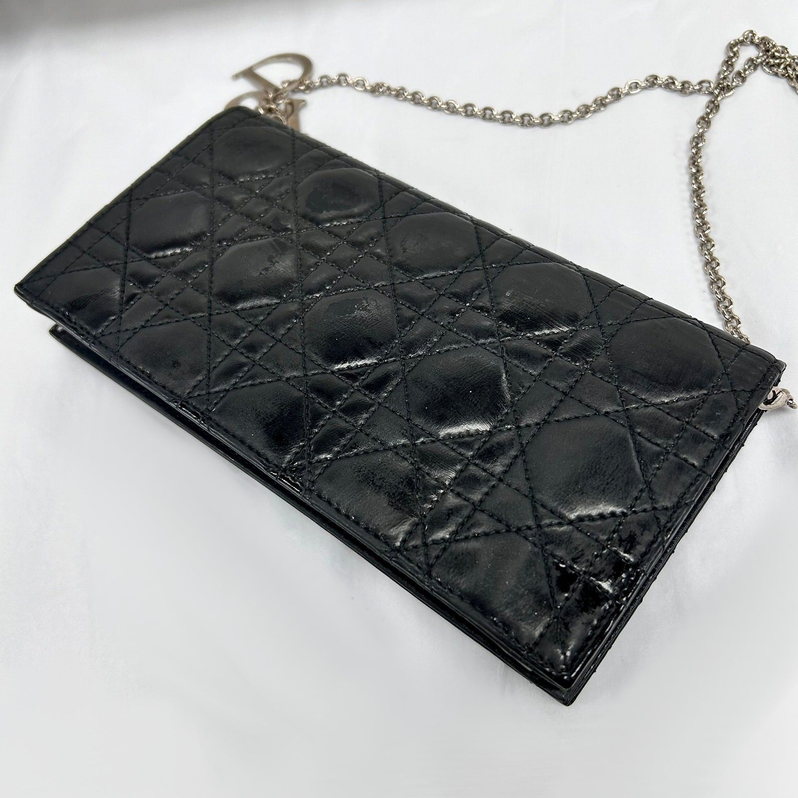 Dior 【限時優惠】皮革Shoulder Bag銀扣鏈帶肩背袋黑色