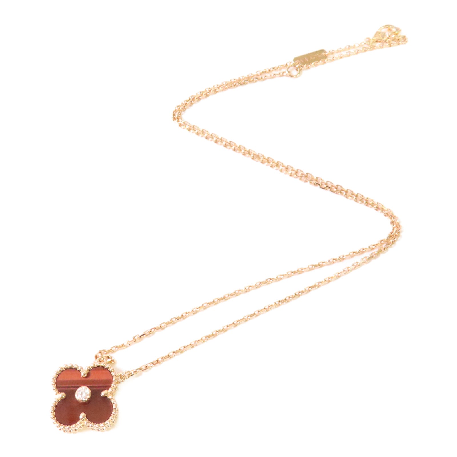 Van Cleef & Arpels 18K玫瑰金/鑽石/孔雀石Vintage Alhambra Malachite Diamond Necklace項鏈