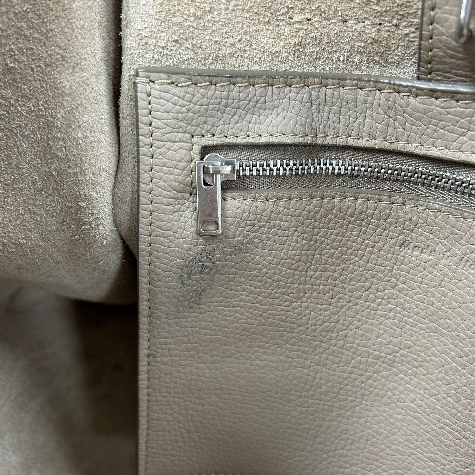 CELINE 【激減優惠】牛皮皮革Big Bag銀扣手挽肩背兩用袋米色