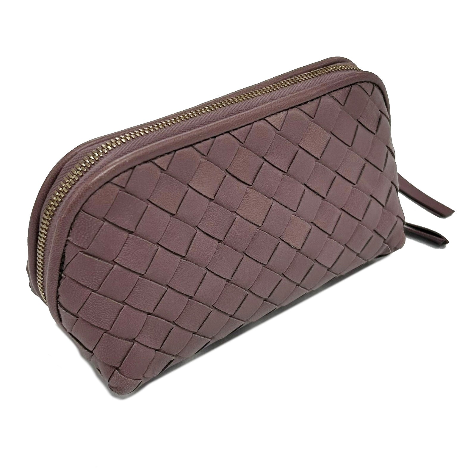 BOTTEGA VENETA 【激減優惠】織紋皮革Pouch金扣手拿包紫色