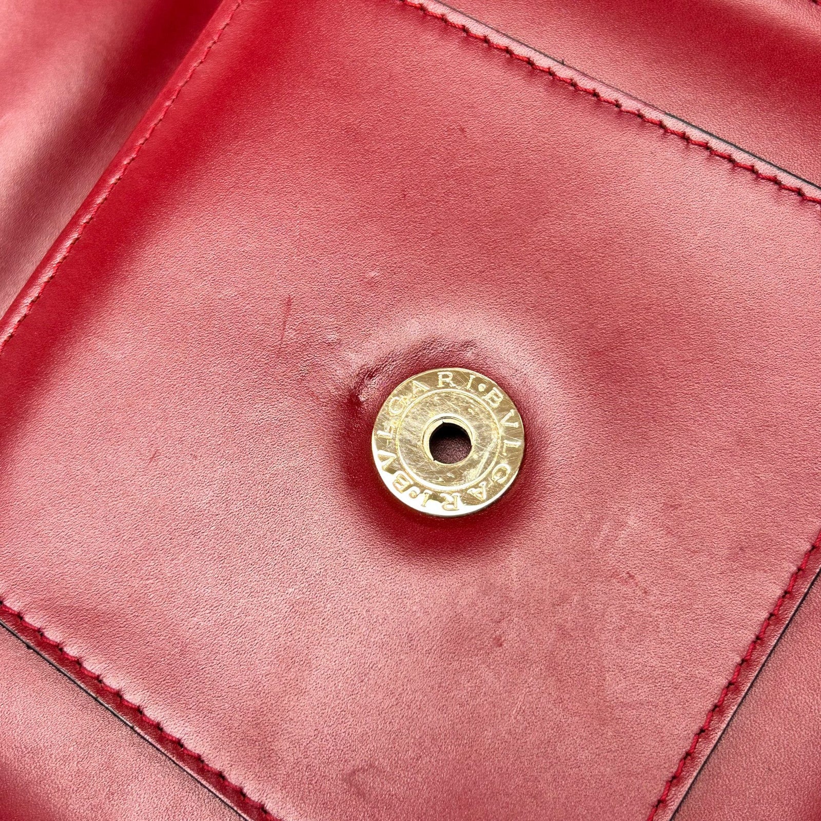 BVLGARI 牛皮皮革Serpenti Forever 2 Way Shoulder金扣手挽肩背兩用袋紅色