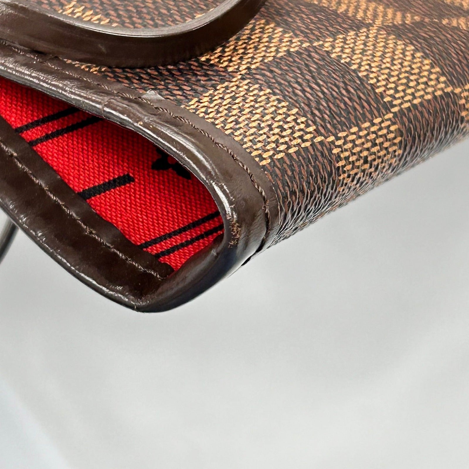 LOUIS VUITTON Damier Ebene Neverfull MM金扣手挽袋啡色