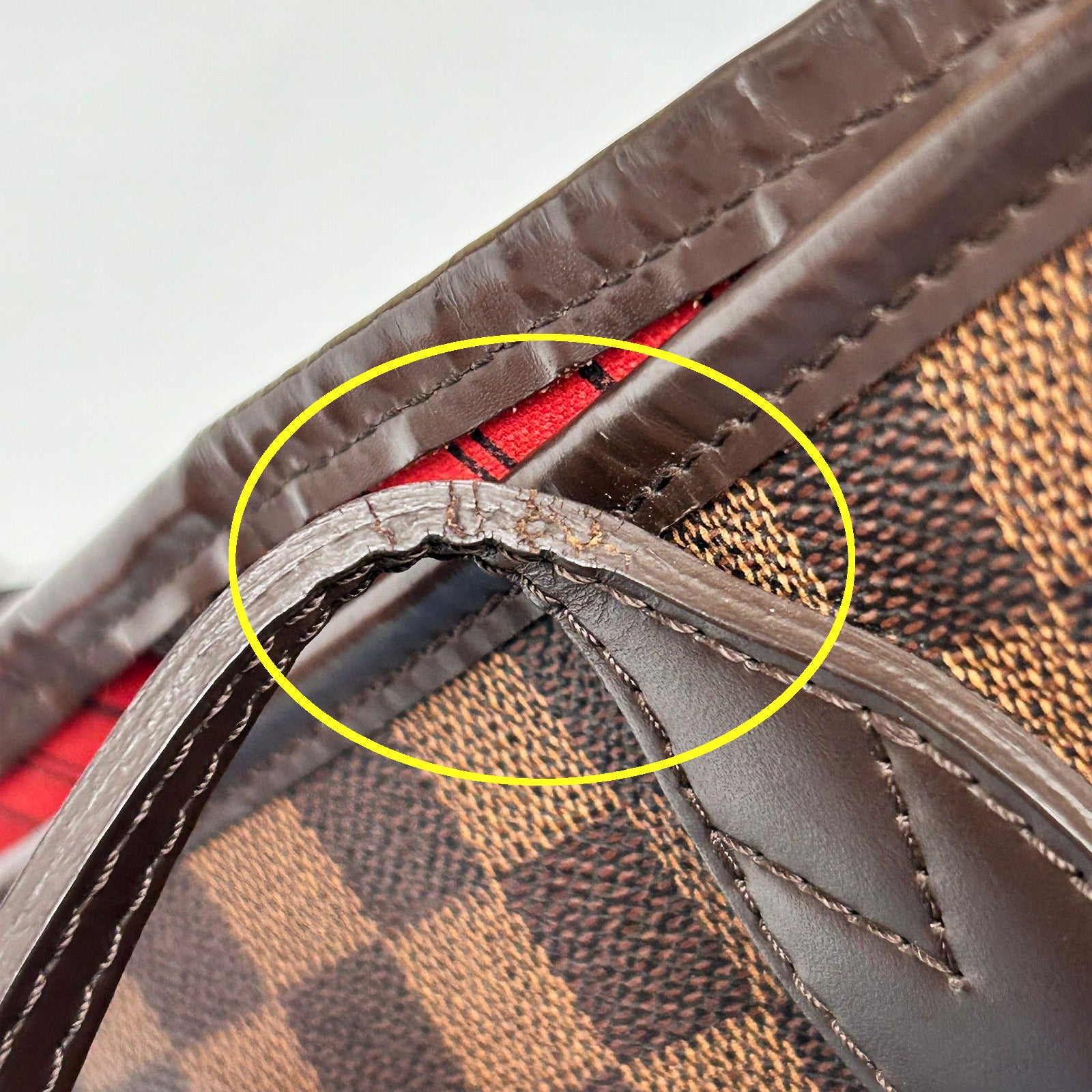 LOUIS VUITTON Damier Ebene Neverfull MM金扣手挽袋啡色