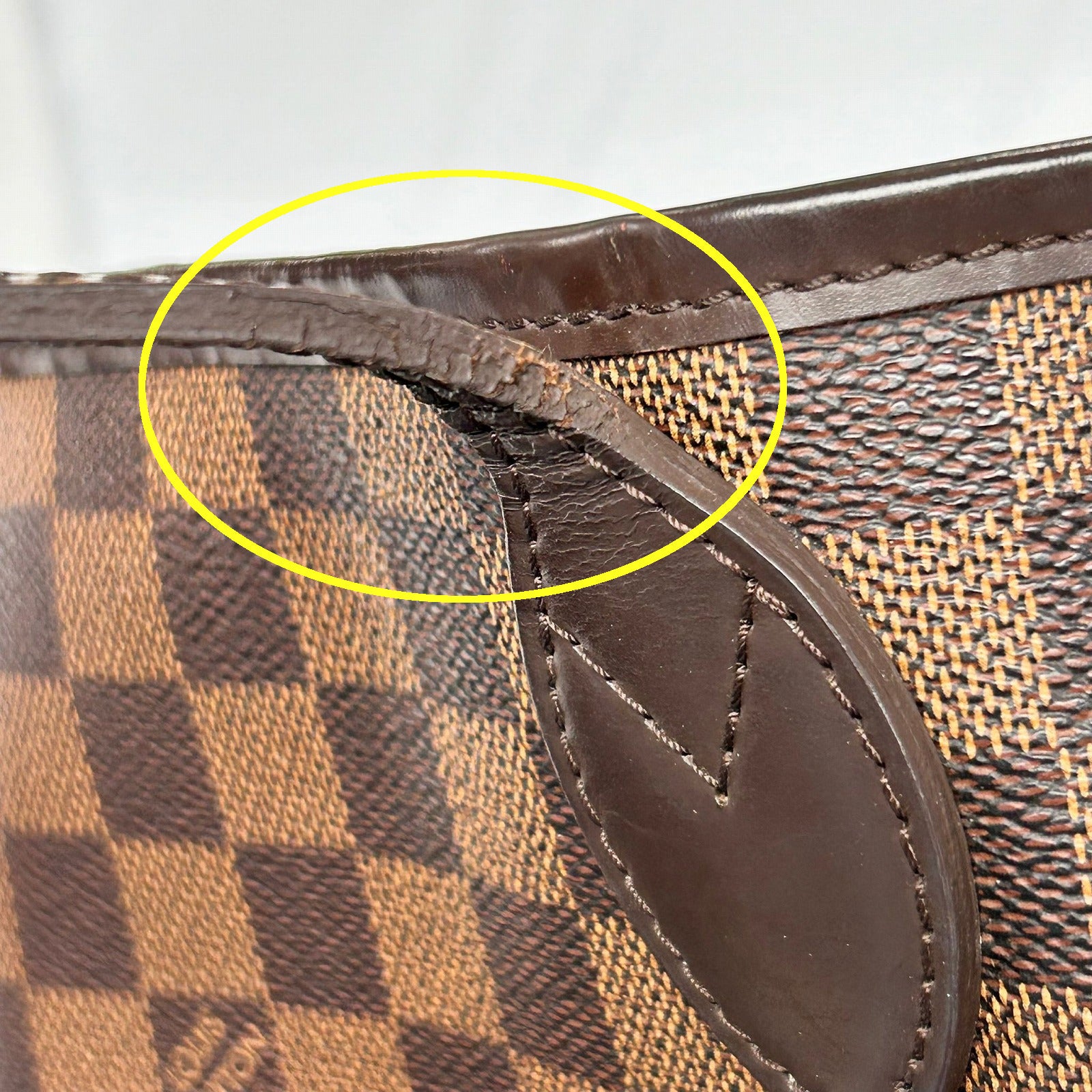 LOUIS VUITTON Damier Ebene Neverfull MM金扣手挽袋啡色