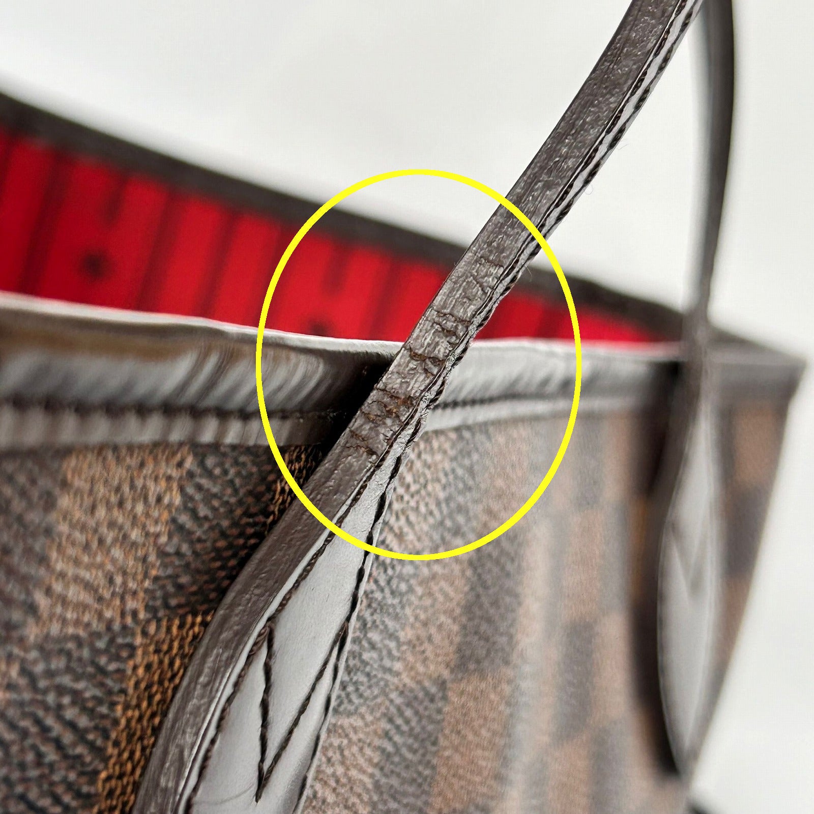 LOUIS VUITTON Damier Ebene Neverfull MM金扣手挽袋啡色