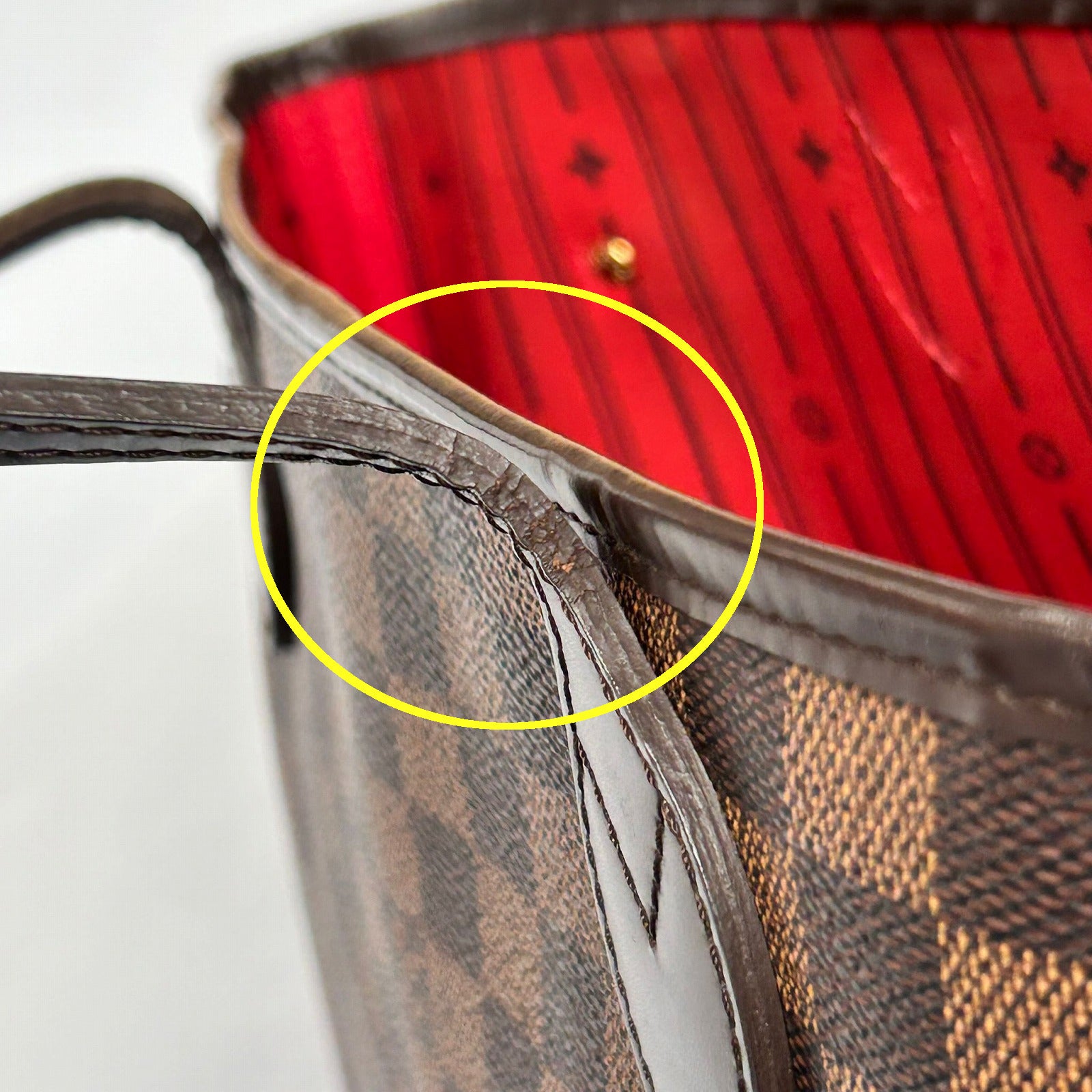 LOUIS VUITTON Damier Ebene Neverfull MM金扣手挽袋啡色