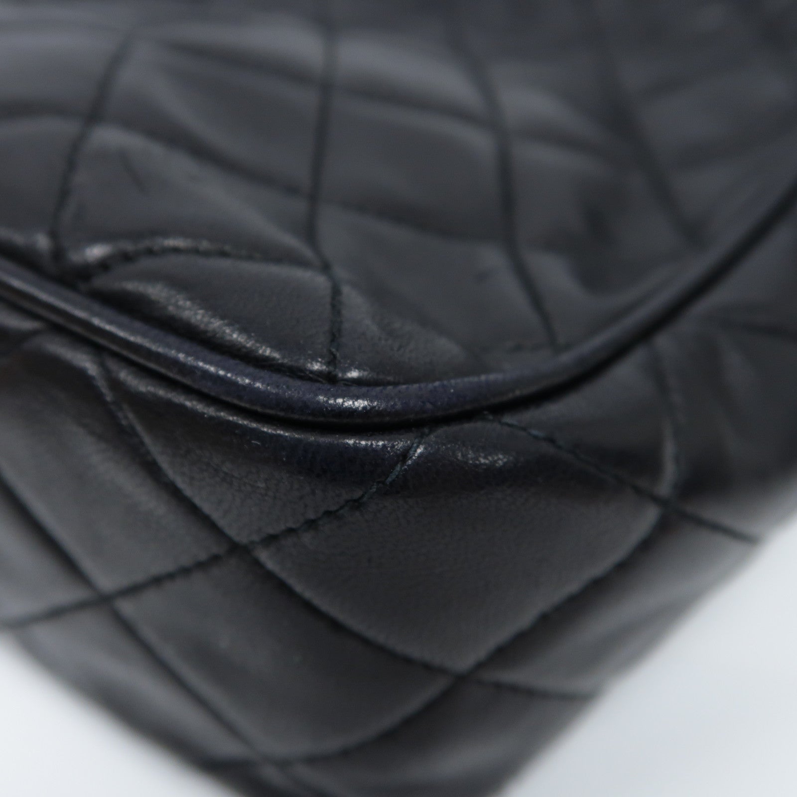 CHANEL 菱格羊皮皮革Vintage Shoulder Bag金扣肩背袋黑色