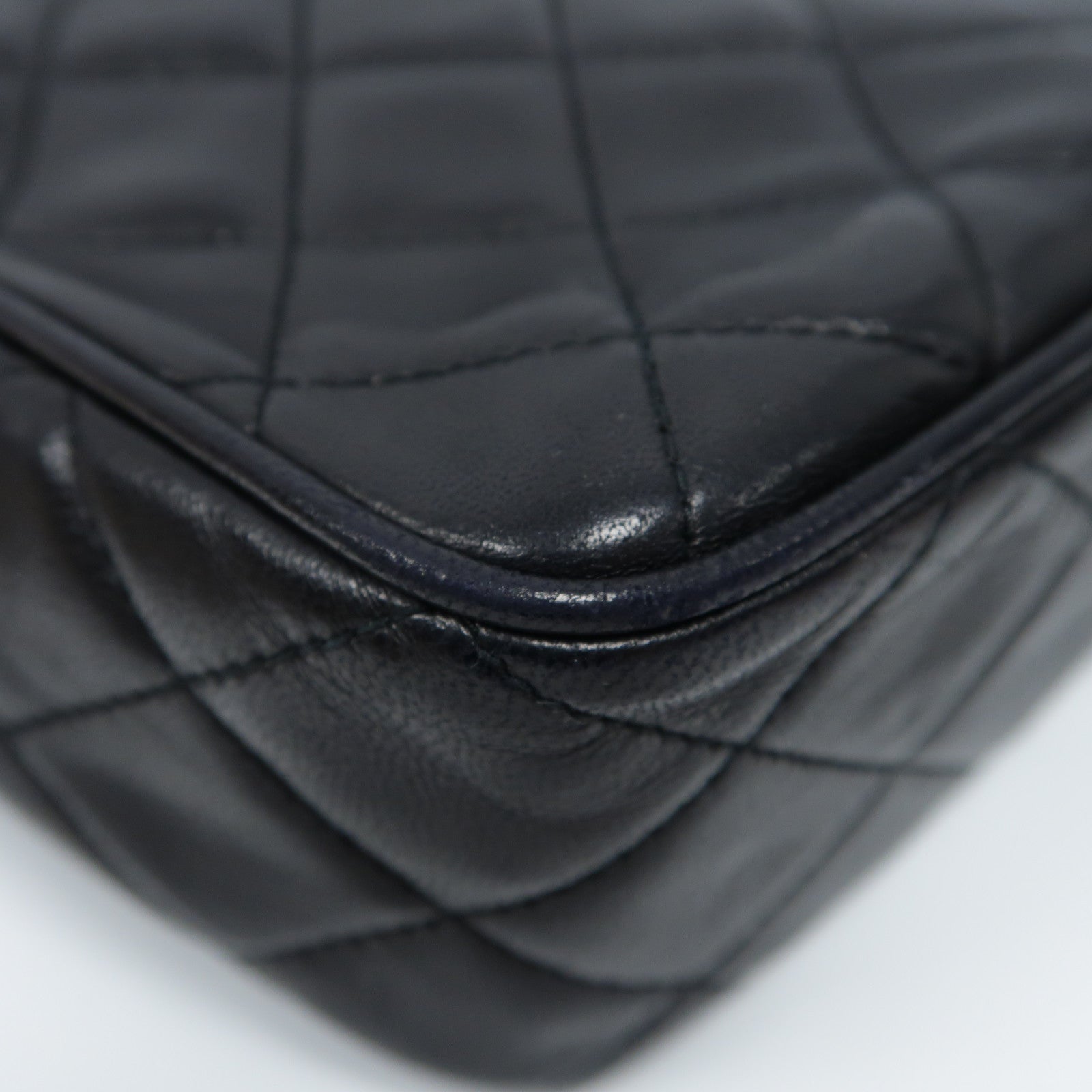 CHANEL 菱格羊皮皮革Vintage Shoulder Bag金扣肩背袋黑色