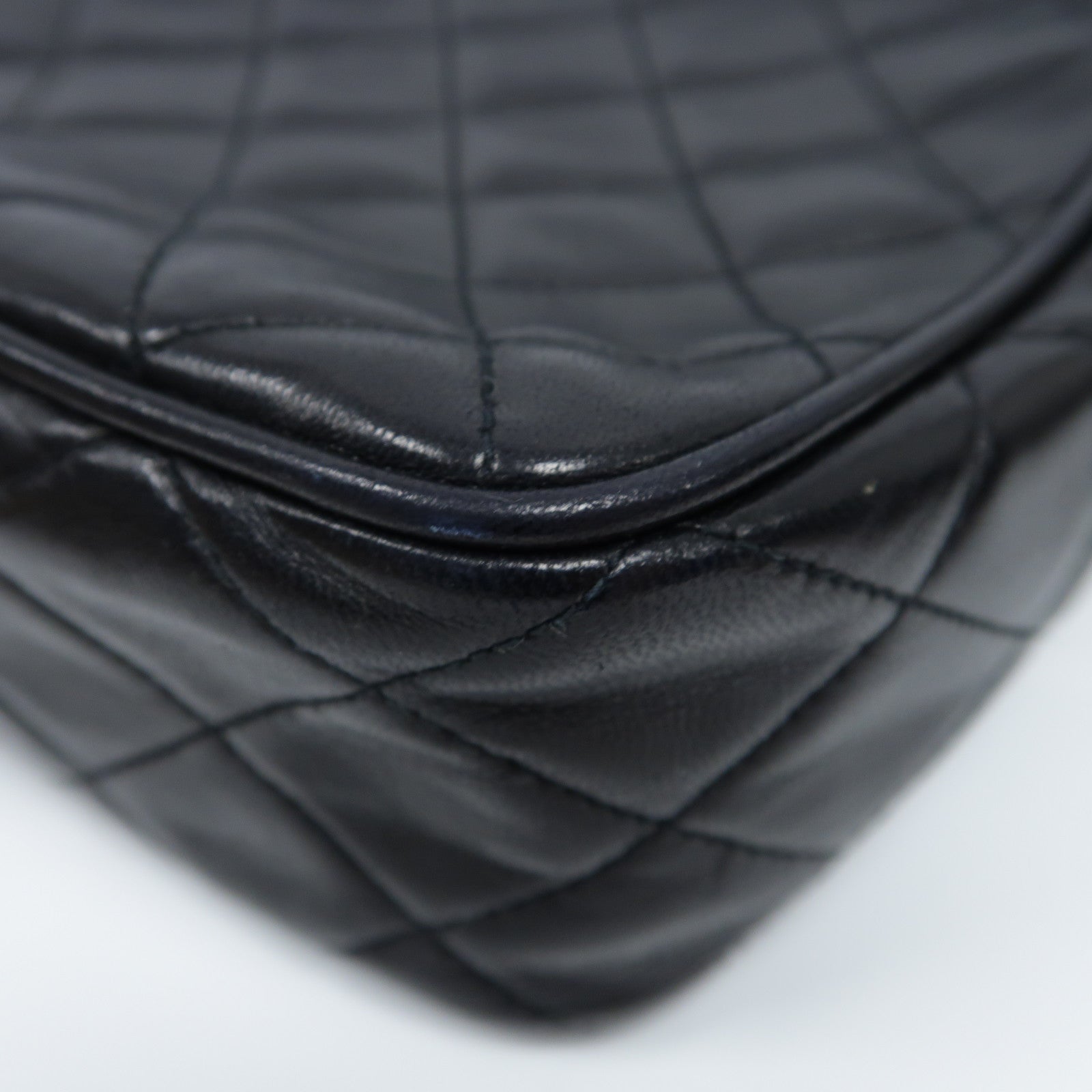 CHANEL 菱格羊皮皮革Vintage Shoulder Bag金扣肩背袋黑色