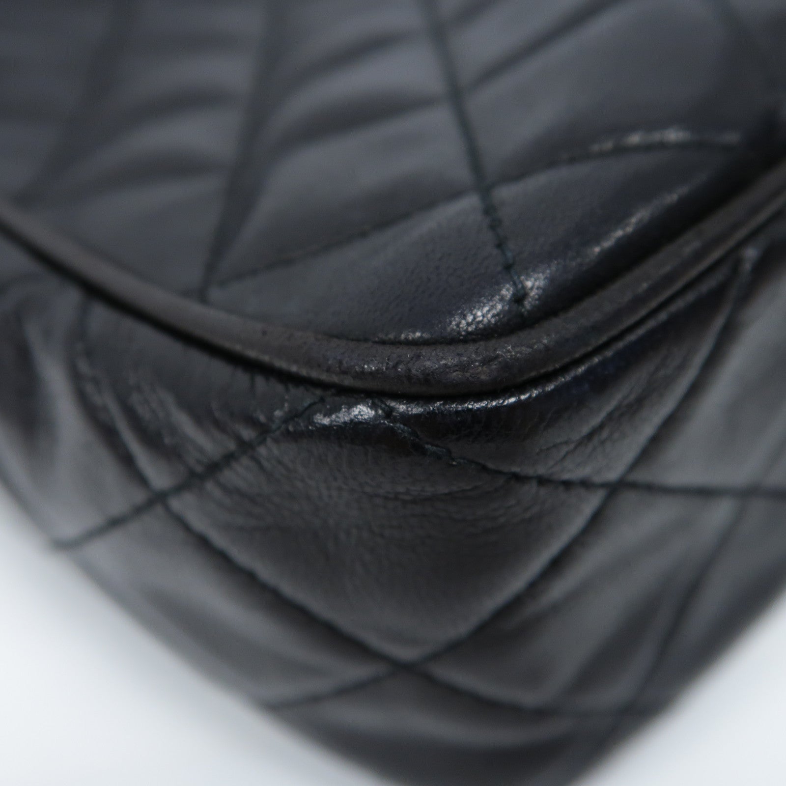 CHANEL 菱格羊皮皮革Vintage Shoulder Bag金扣肩背袋黑色