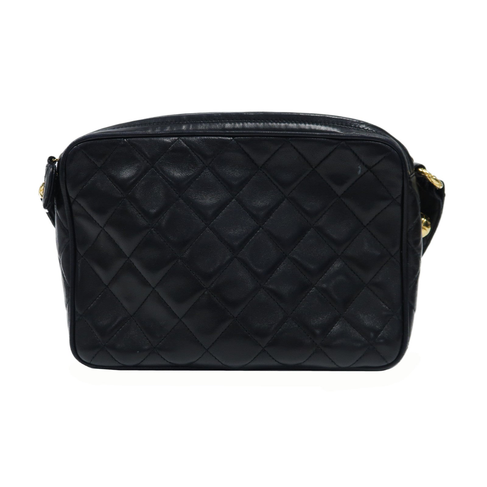 CHANEL 菱格羊皮皮革Vintage Shoulder Bag金扣肩背袋黑色