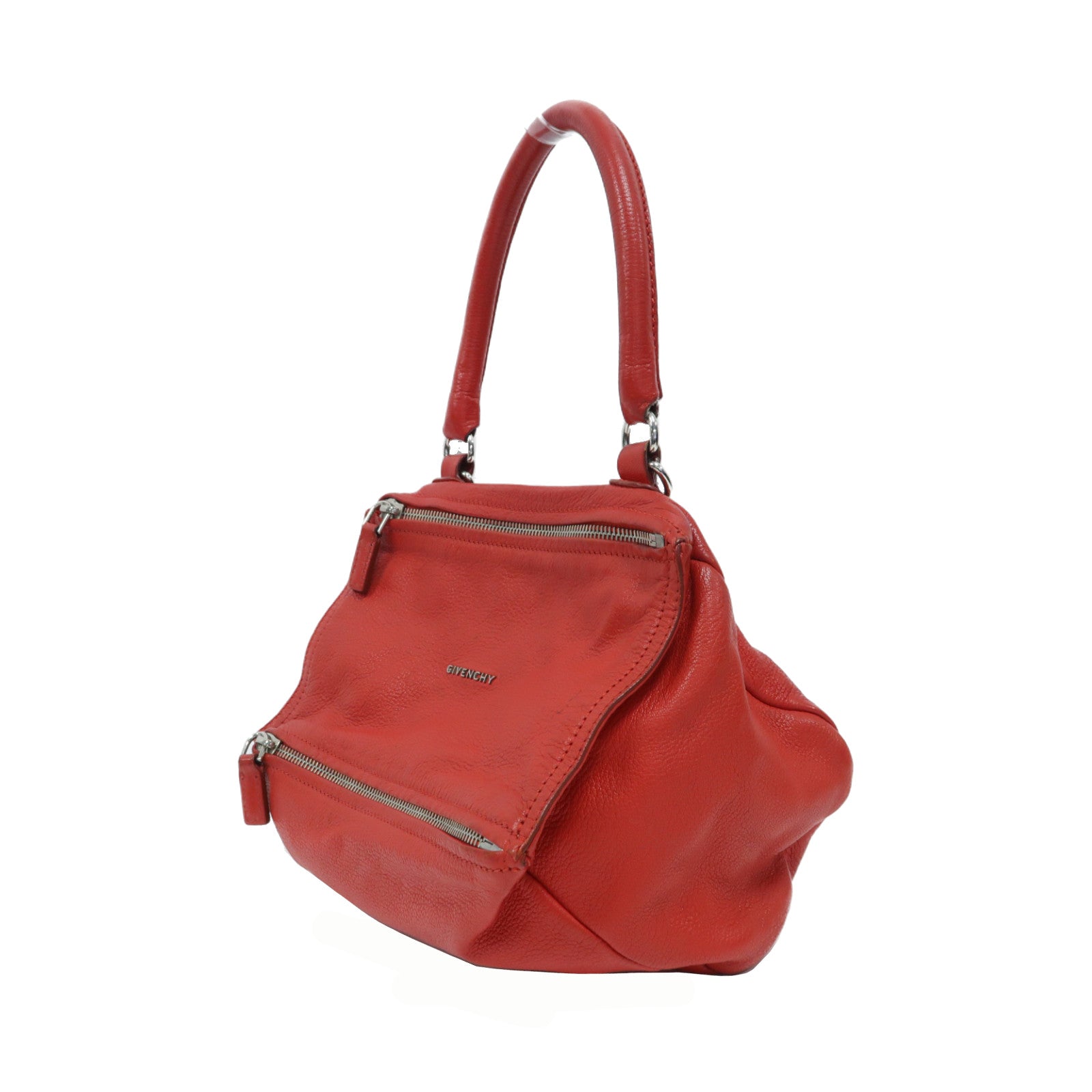 GIVENCHY 牛皮皮革Small Pandora銀扣手挽肩背兩用袋紅色