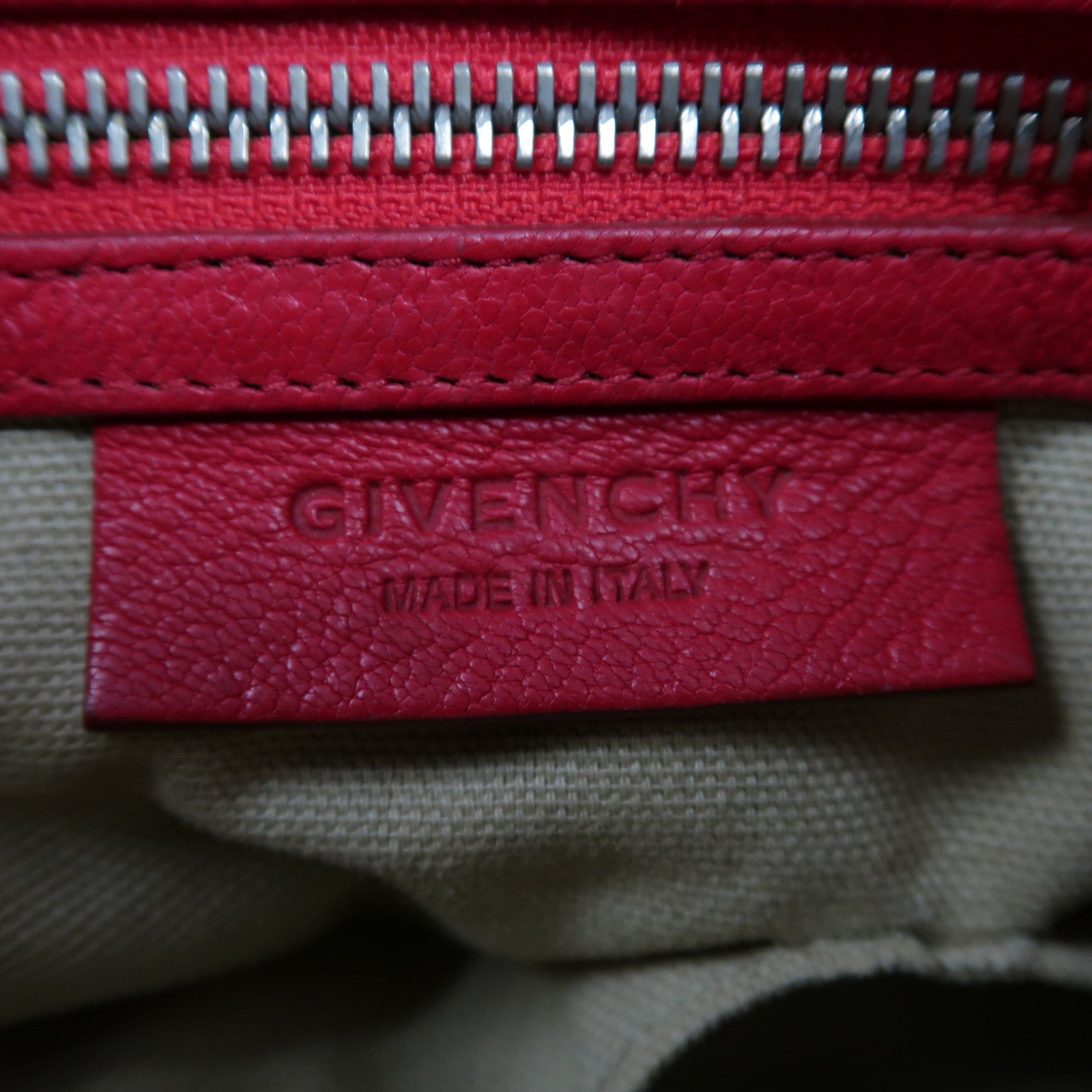 GIVENCHY 牛皮皮革Small Pandora銀扣手挽肩背兩用袋紅色