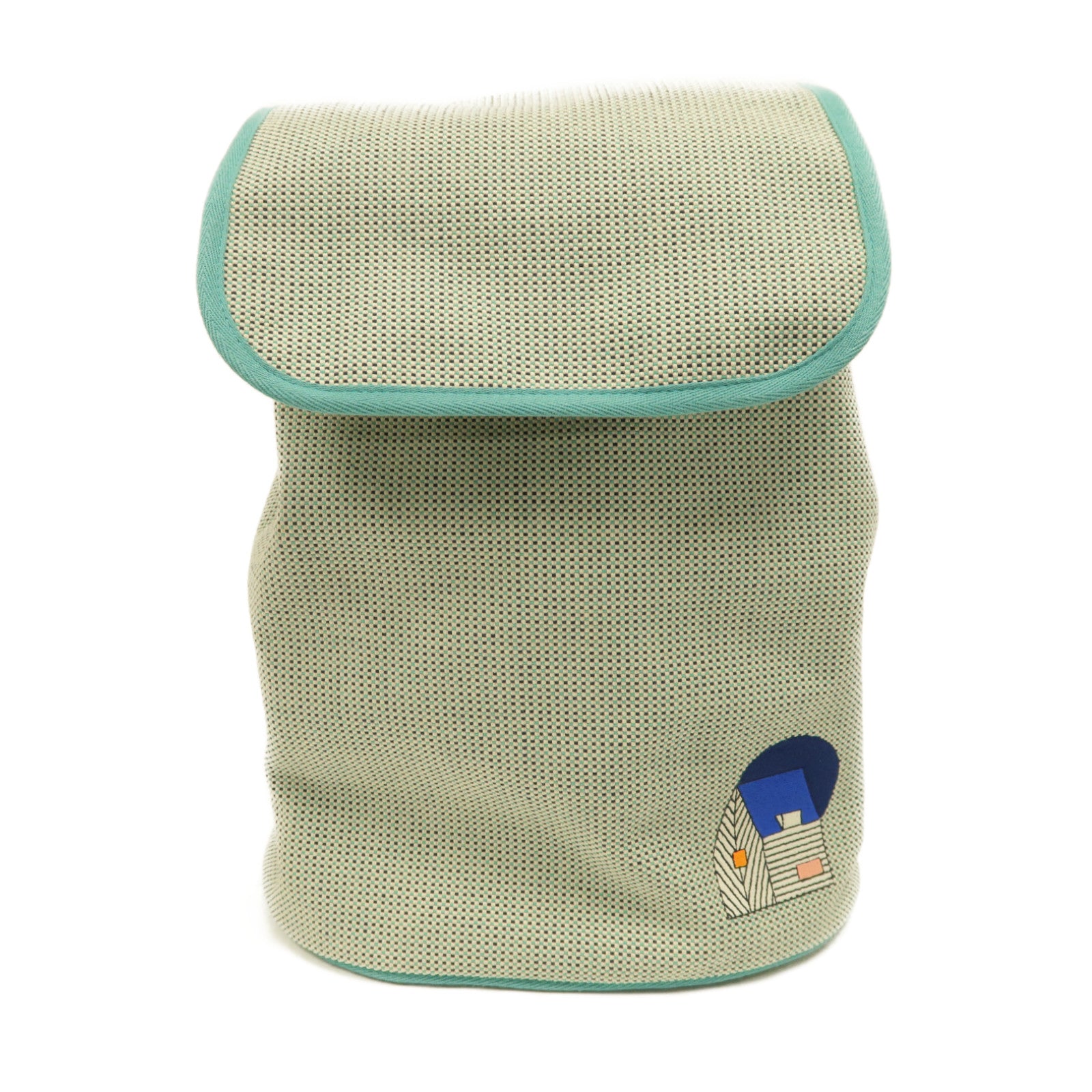 HERMES 布料Sac a dos Les Cabanes銀扣背包綠色