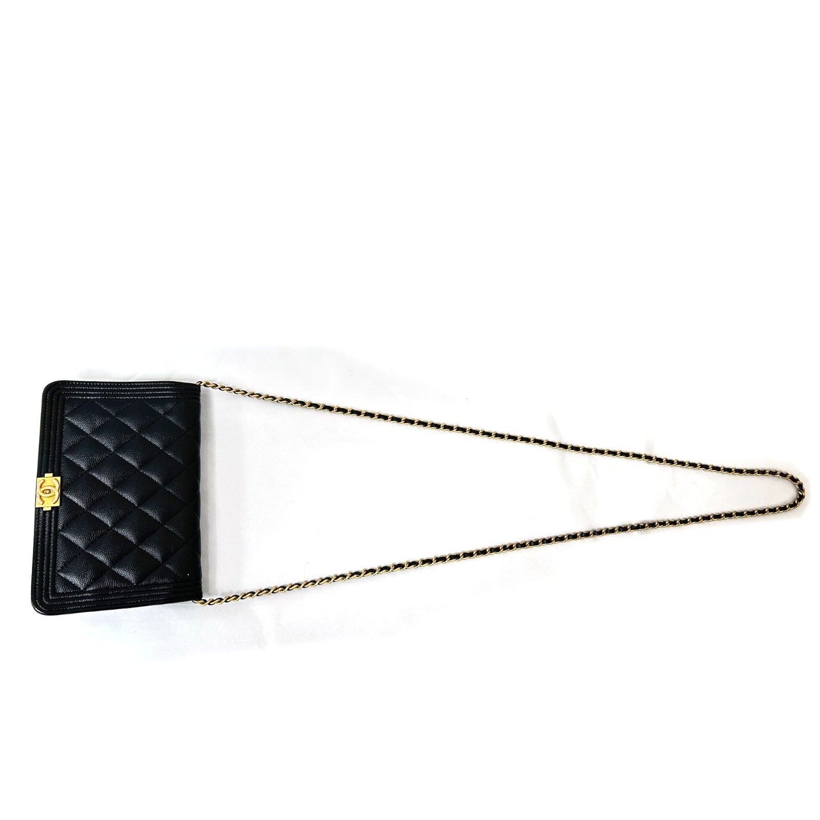 CHANEL 牛皮皮革WOC Wallet On Chain金扣鏈帶肩背袋