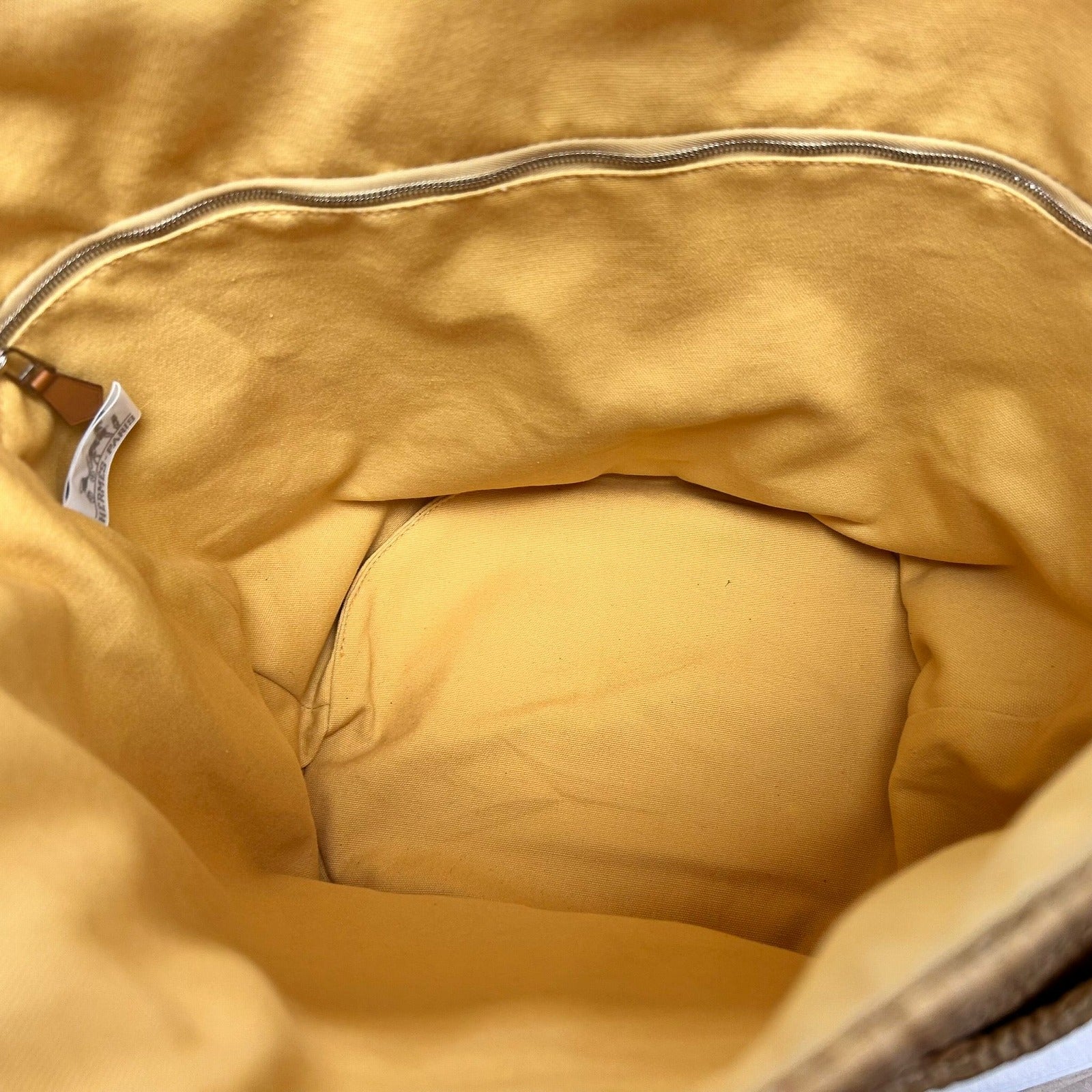 HERMES 布料Shoulder Bag银扣肩背袋米色