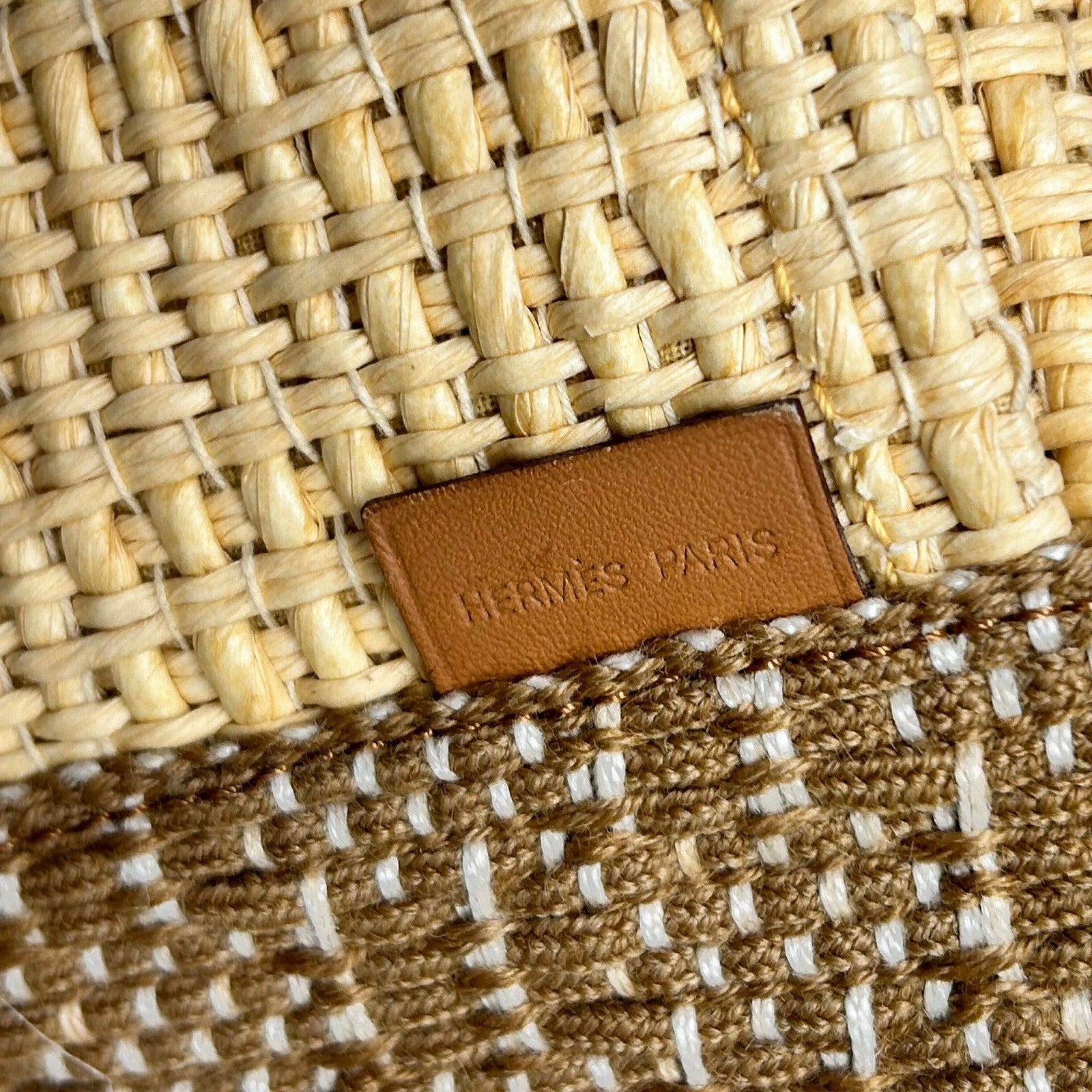 HERMES 布料Shoulder Bag银扣肩背袋米色