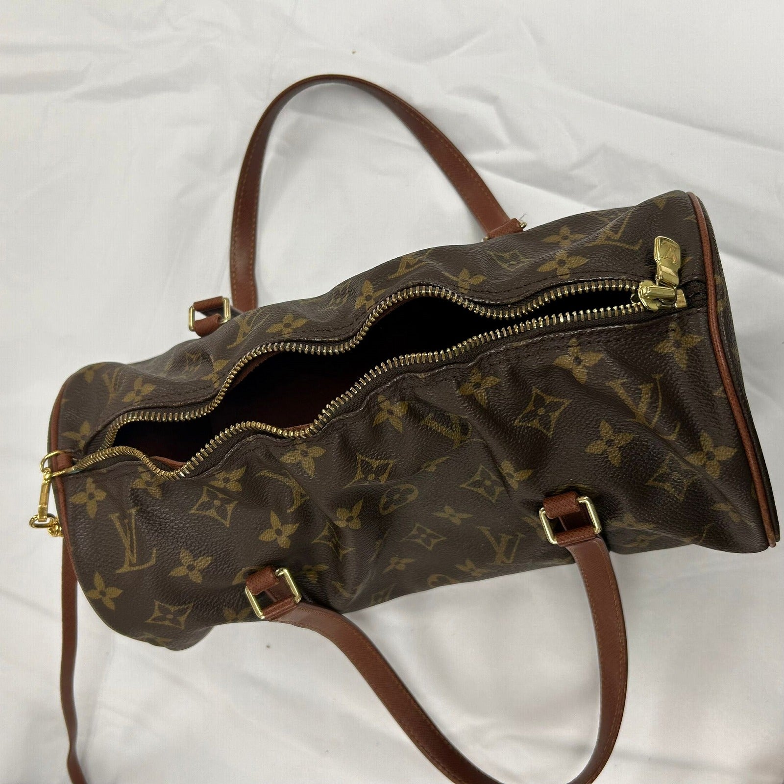LOUIS VUITTON 【清倉大減價】Monogram Papillon金扣手挽肩背袋啡色