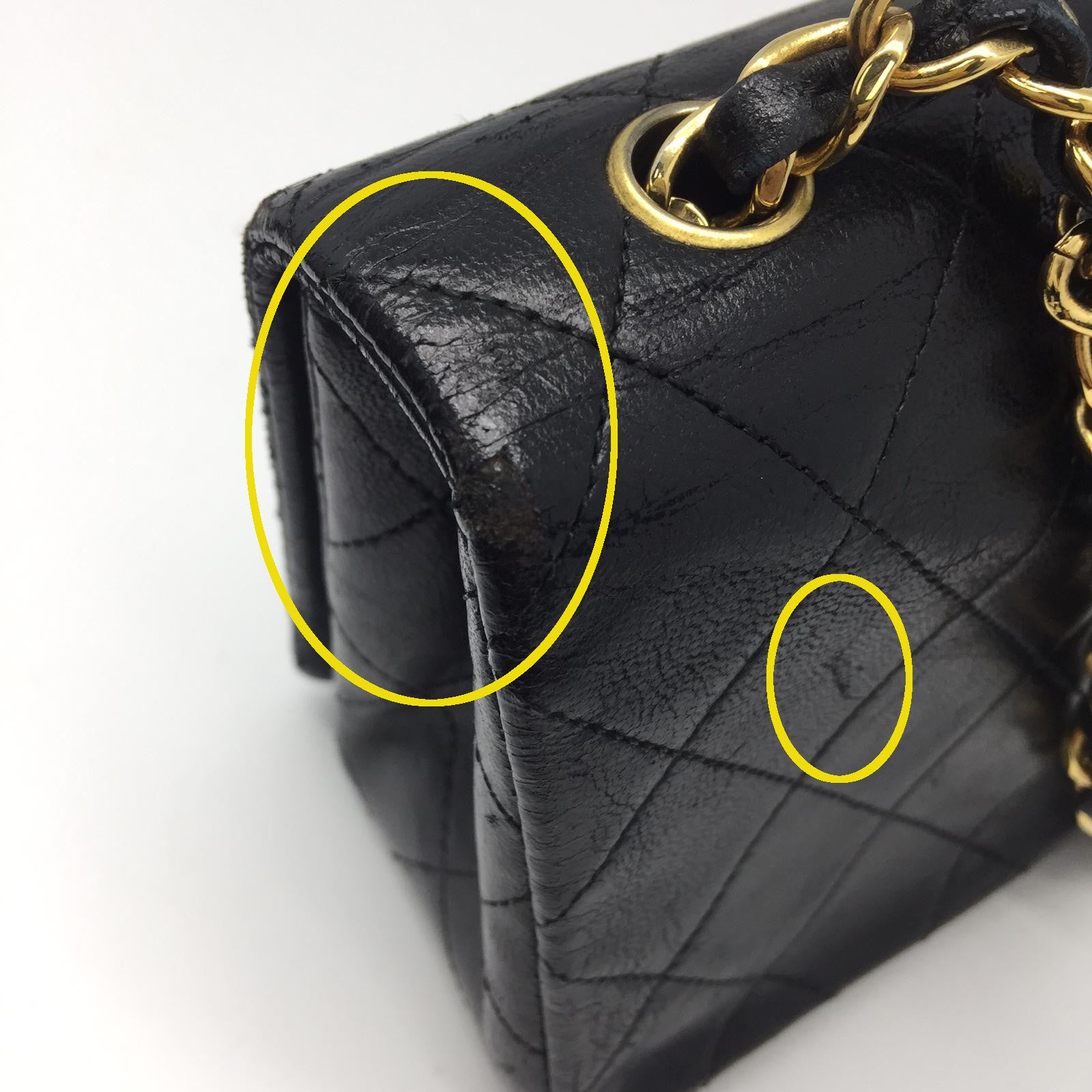CHANEL 【激減優惠】菱格羊皮皮革Vintage Chain Shoulder金扣鏈帶肩背袋黑色