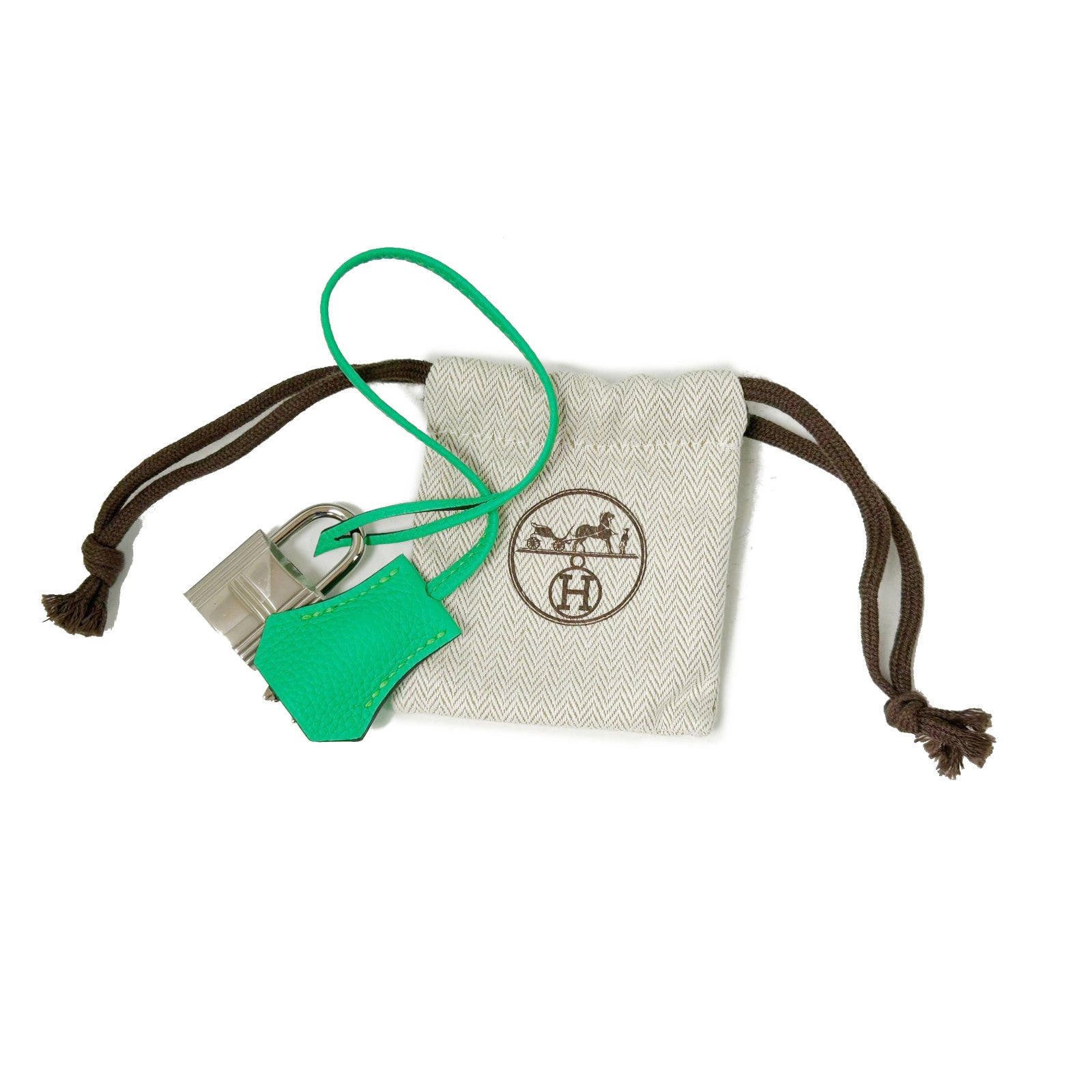 HERMES **【清倉大減價】Togo皮革Hac A Dos銀扣肩背袋漫畫綠色