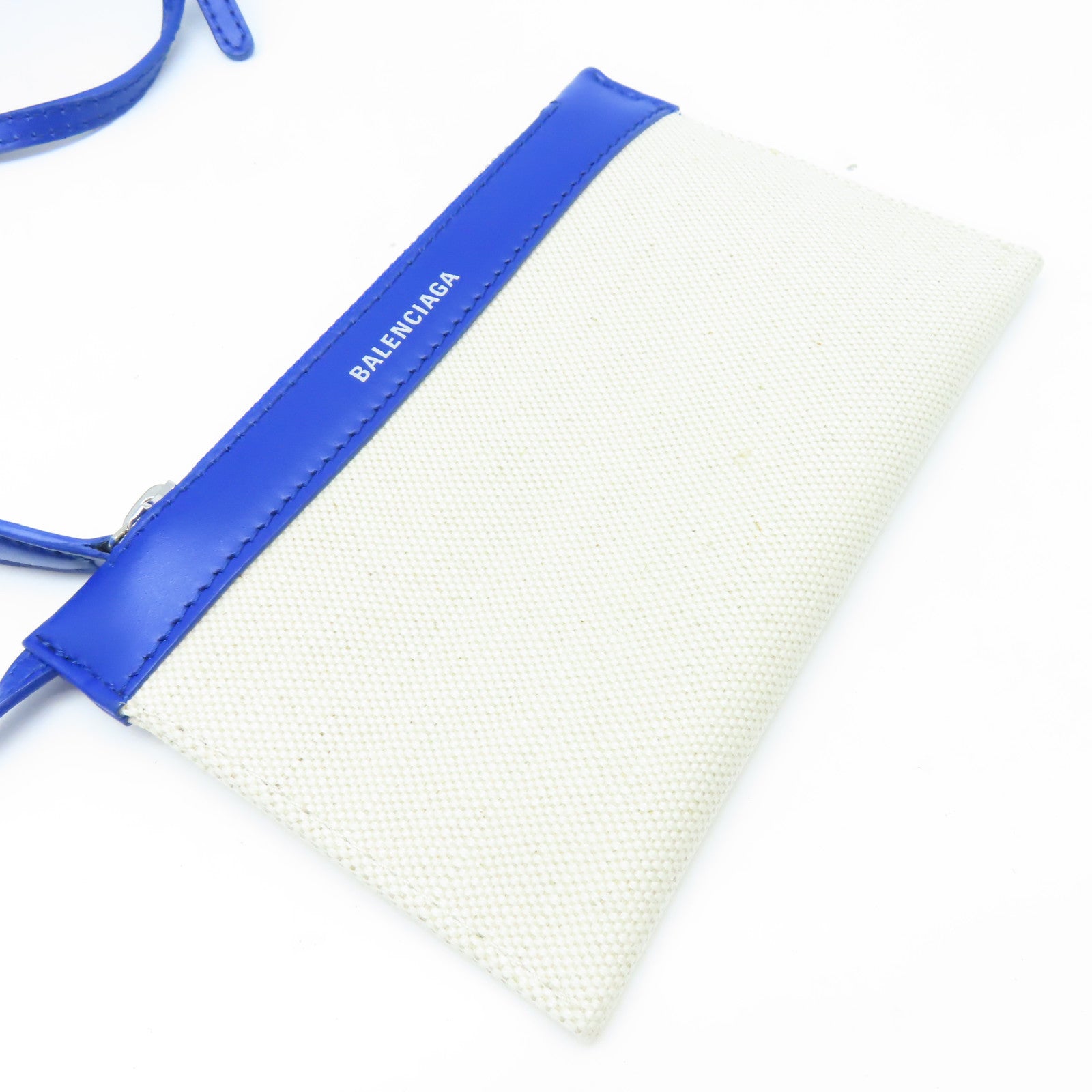 BALENCIAGA 【激減優惠】帆布Cabas XS 2Way Shoulder Bag銀扣手挽肩背兩用袋藍色/米白色