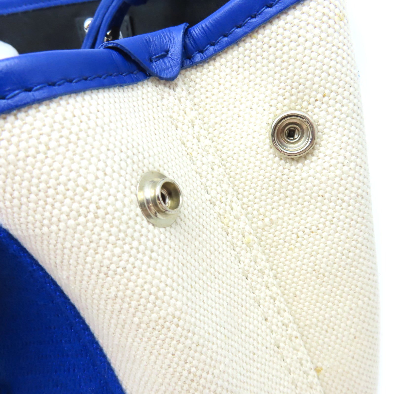 BALENCIAGA 【激減優惠】帆布Cabas XS 2Way Shoulder Bag銀扣手挽肩背兩用袋藍色/米白色
