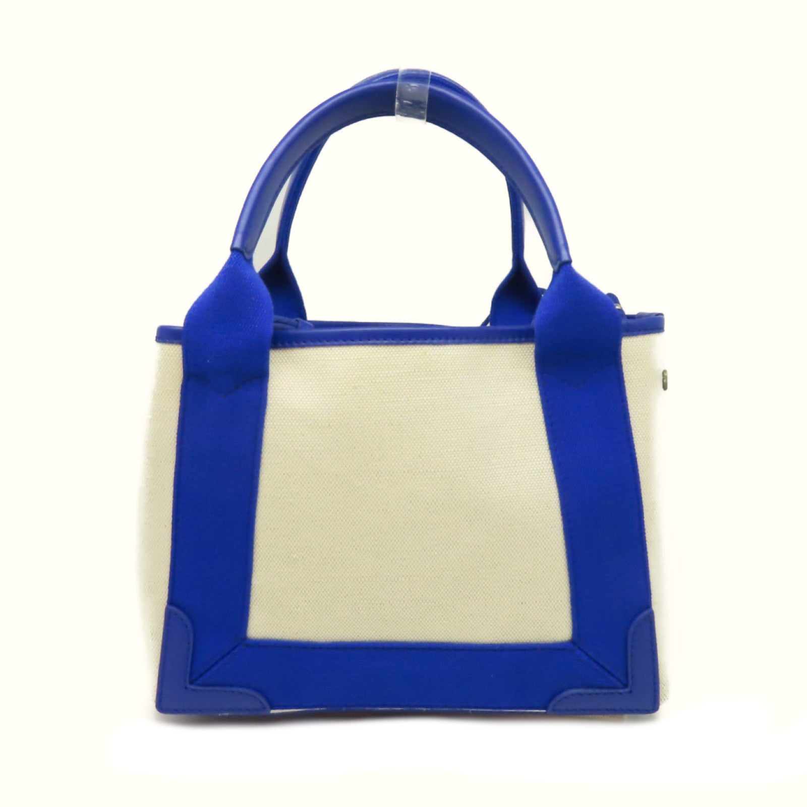 BALENCIAGA 【激減優惠】帆布Cabas XS 2Way Shoulder Bag銀扣手挽肩背兩用袋藍色/米白色