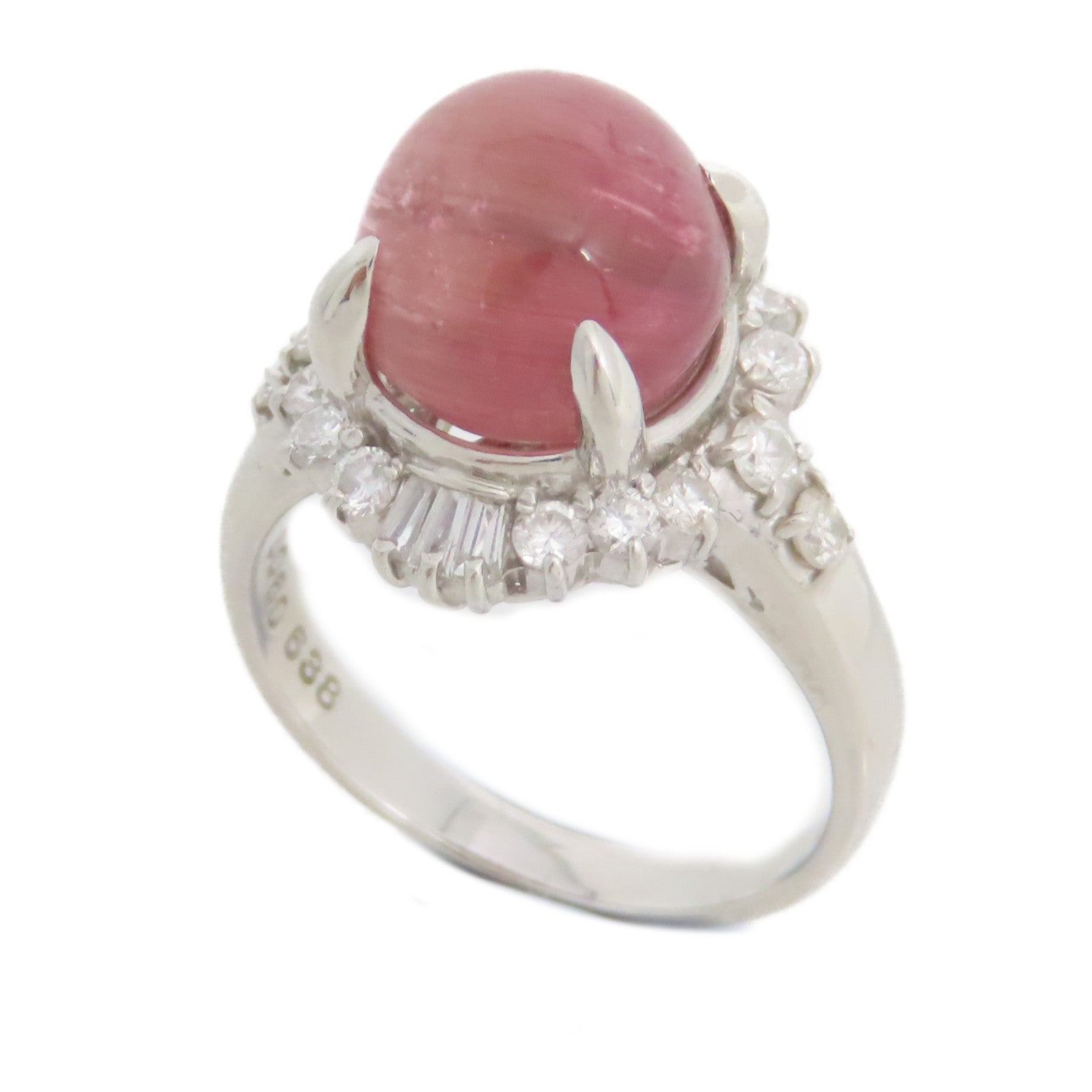 JEWELRY PT900鉑金/貓眼石/鑽石Cat Eye Diamond Ring戒指US#6