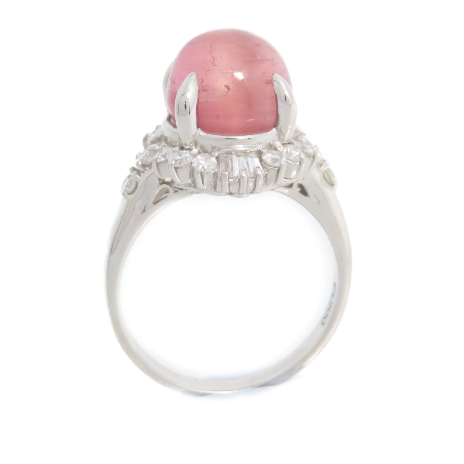 JEWELRY PT900鉑金/貓眼石/鑽石Cat Eye Diamond Ring戒指US#6