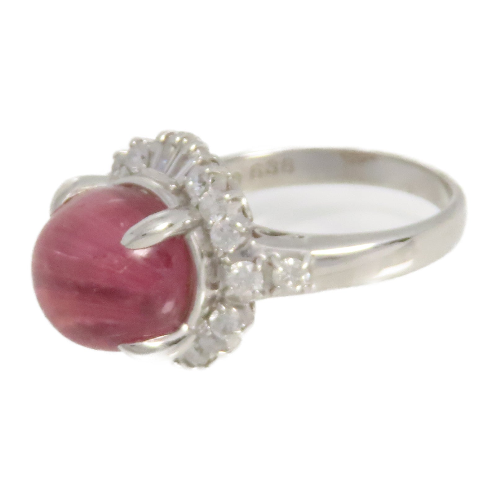 JEWELRY PT900鉑金/貓眼石/鑽石Cat Eye Diamond Ring戒指US#6