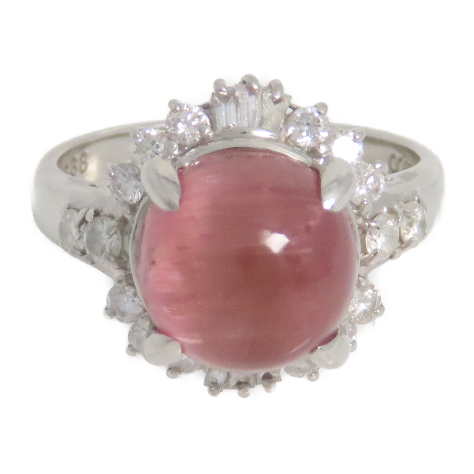 JEWELRY PT900鉑金/貓眼石/鑽石Cat Eye Diamond Ring戒指US#6