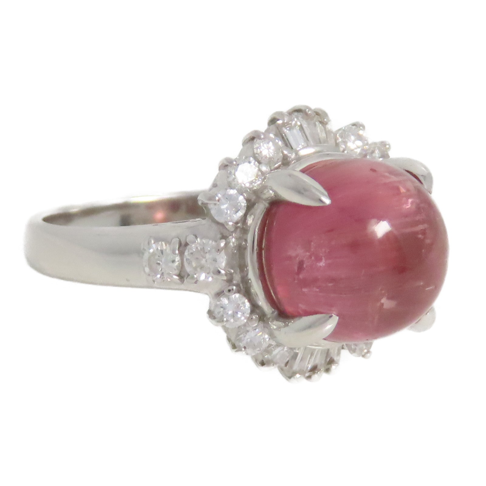 JEWELRY PT900鉑金/貓眼石/鑽石Cat Eye Diamond Ring戒指US#6