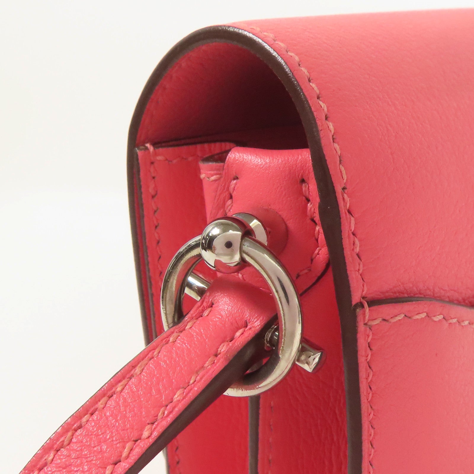 HERMES 【激減優惠】Evercolor皮革Mini Roulis銀扣肩背袋Rose Azalee
